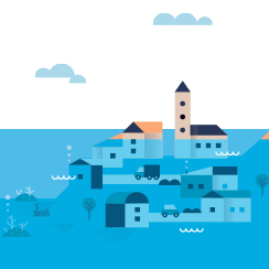 Illustration of a city adapting to climate change