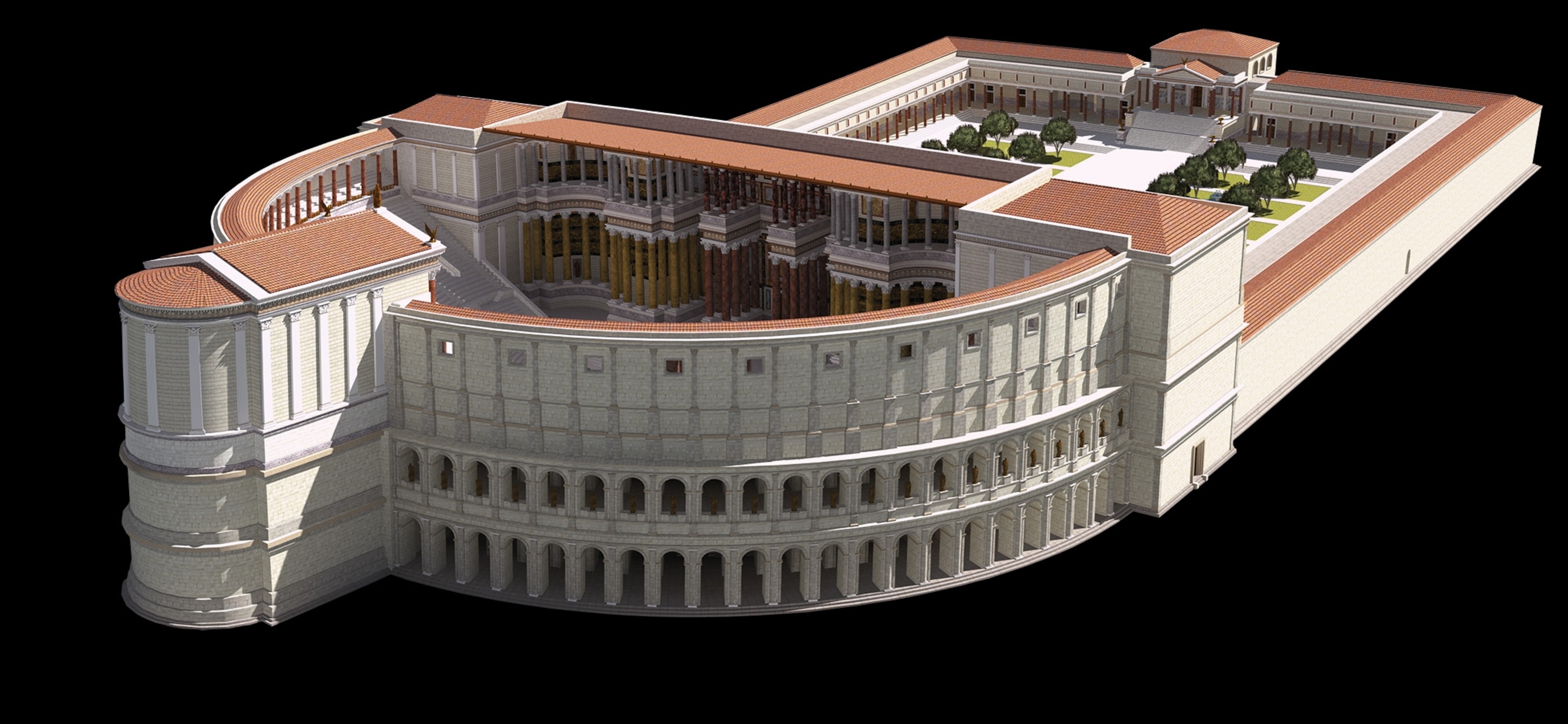 Caesar’s former ally commissioned this structure, which was completed in 55 B.C. A statue of Pompey the Great stood in the curia of the complex, where the Senate met on the Ides of March in 44 B.C.