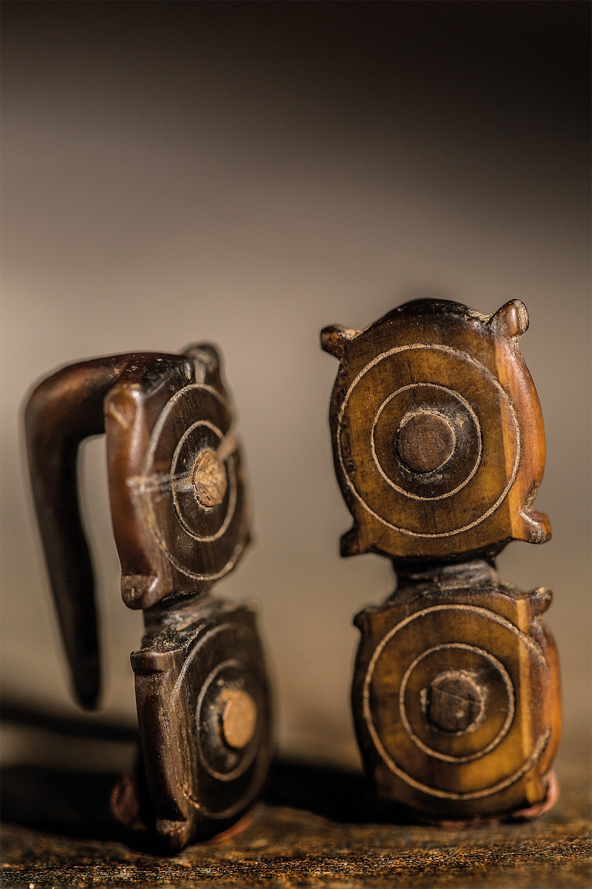 Finely crafted jewelry, such as these ivory earrings, was a common find among the artifacts from the Nunalleq site.