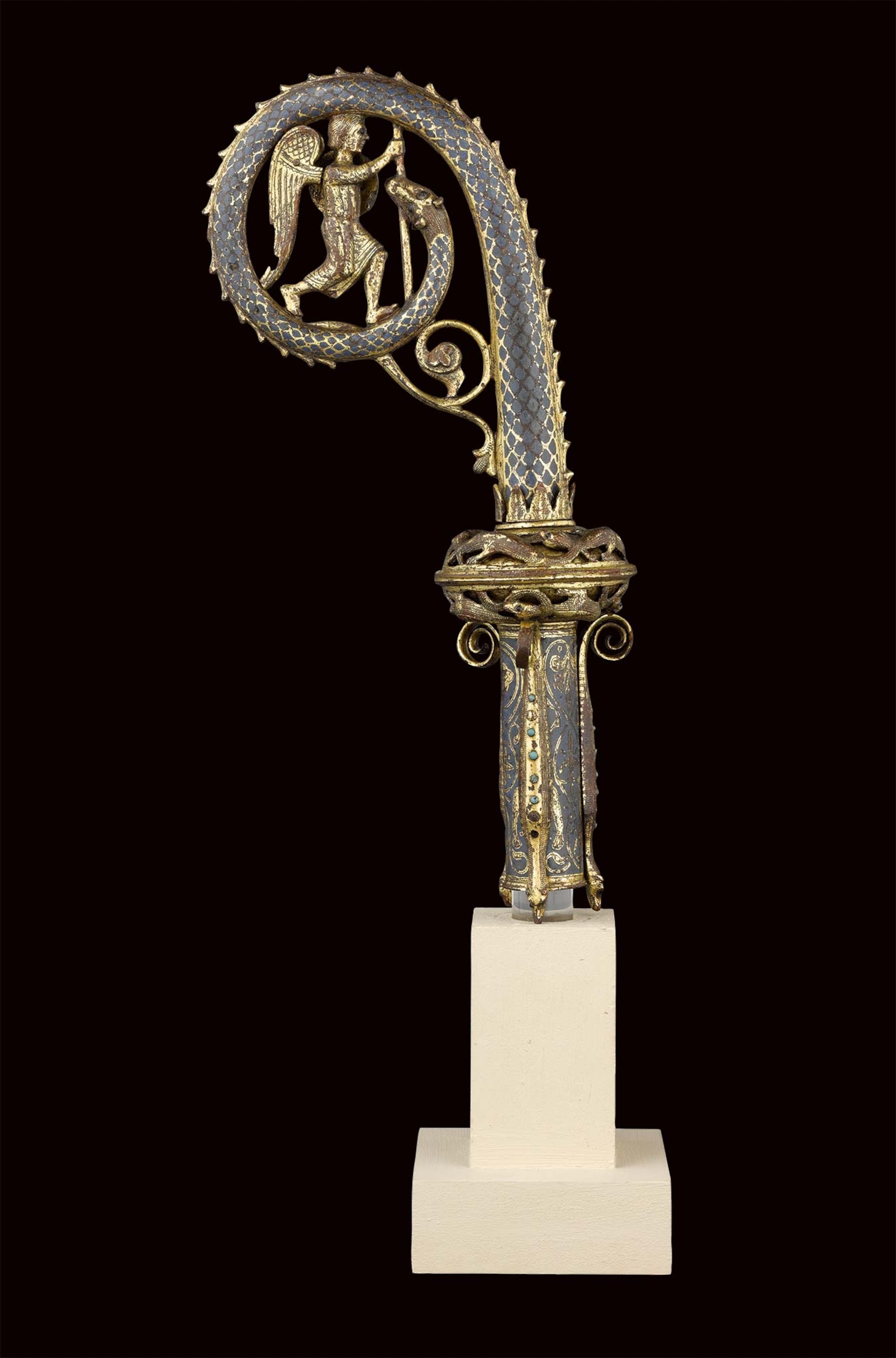 Michael confronts the dragon in the form of a 13th-century French crozier head
