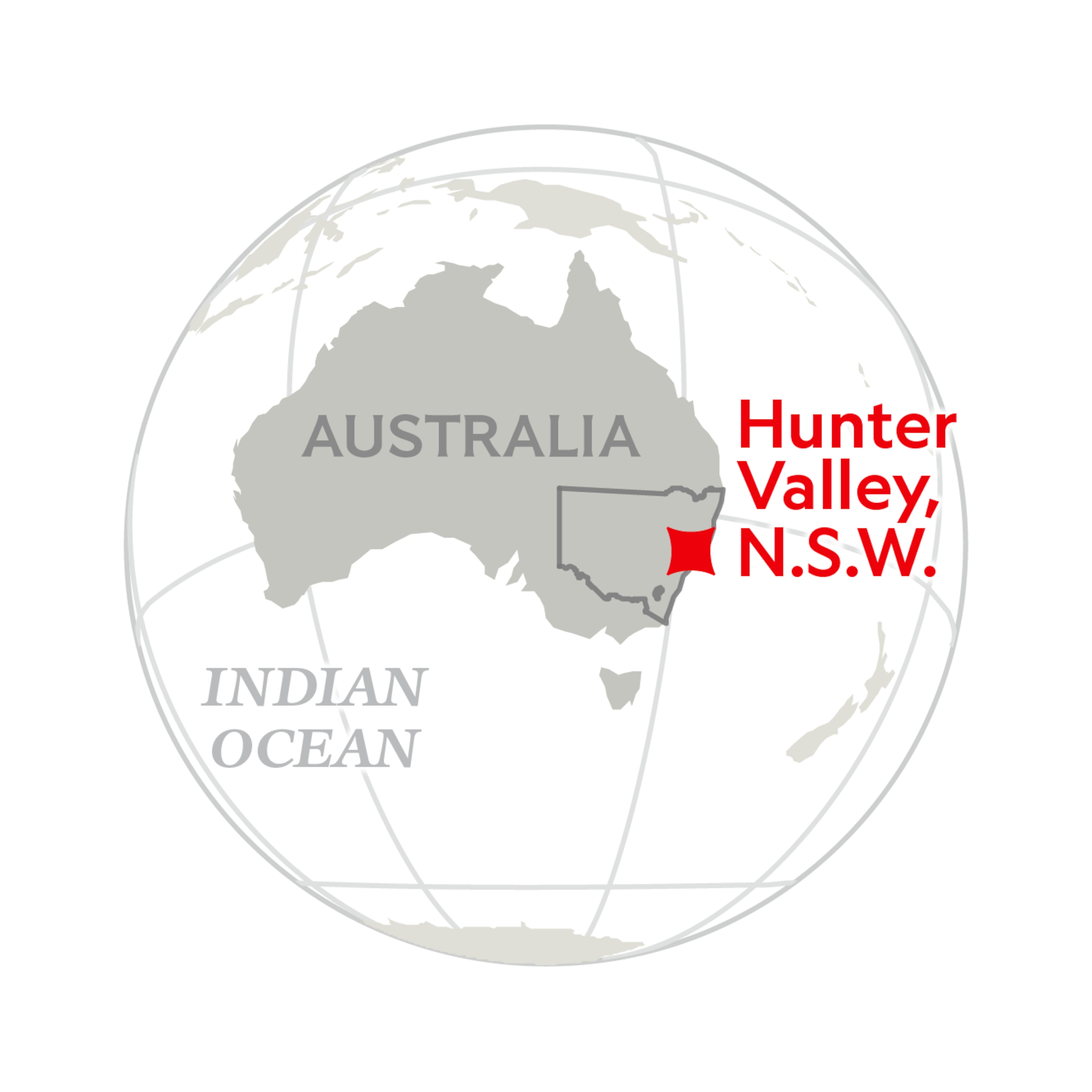 globe locating hunter valley in southwest australia