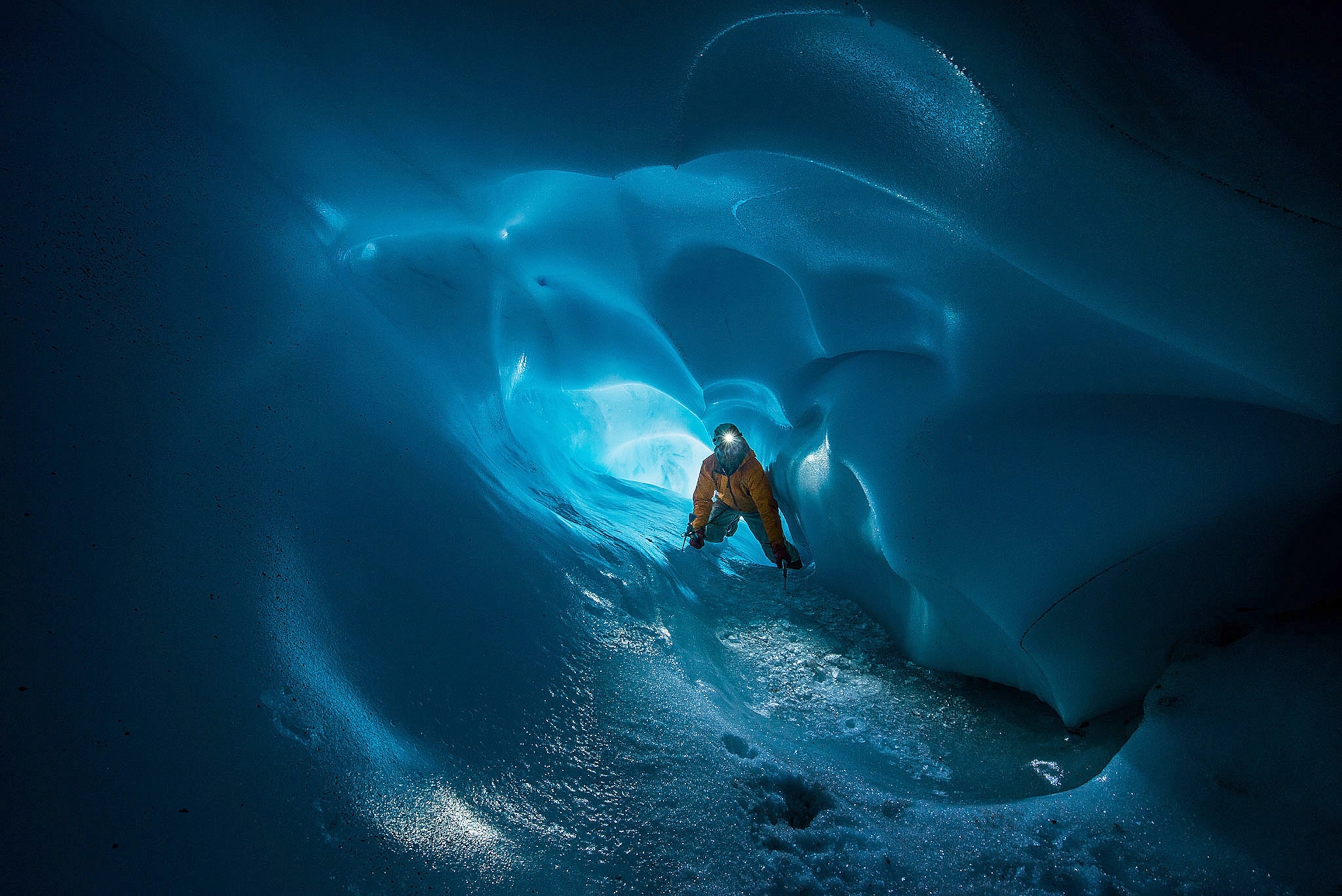 cave explorers on Mt. Rainier
