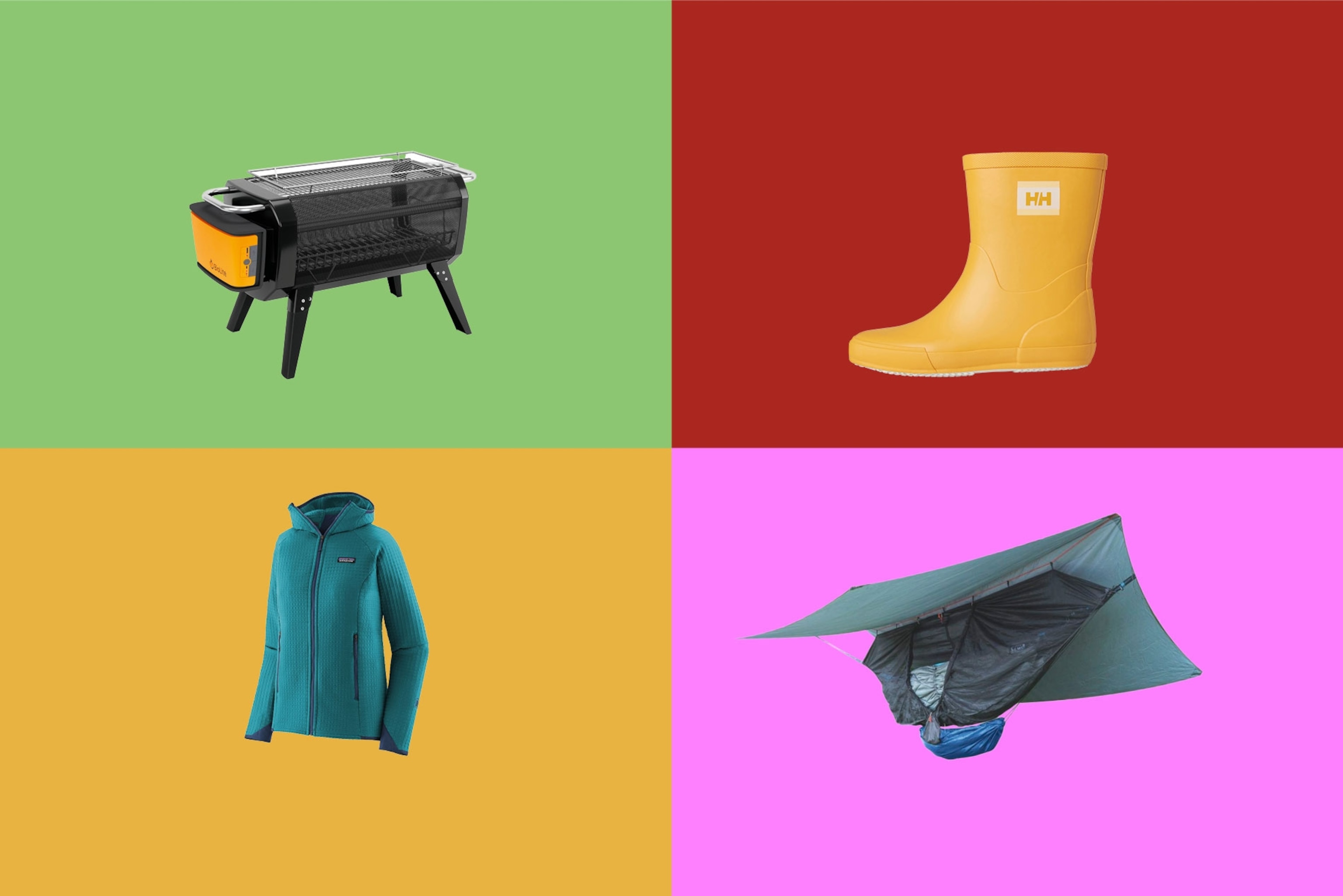 photoshop image of camping items in individual boxes