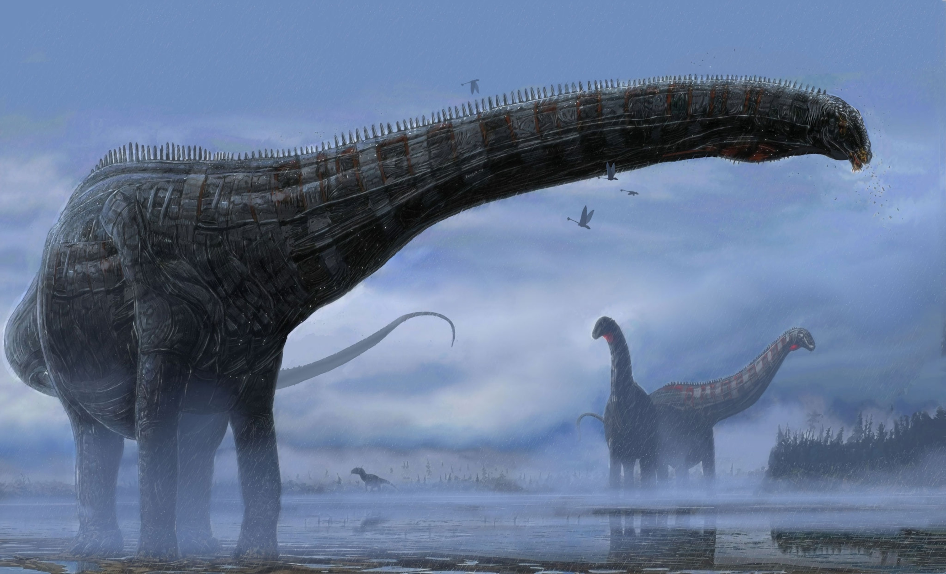 Illustration of a dinosaur in a landscape