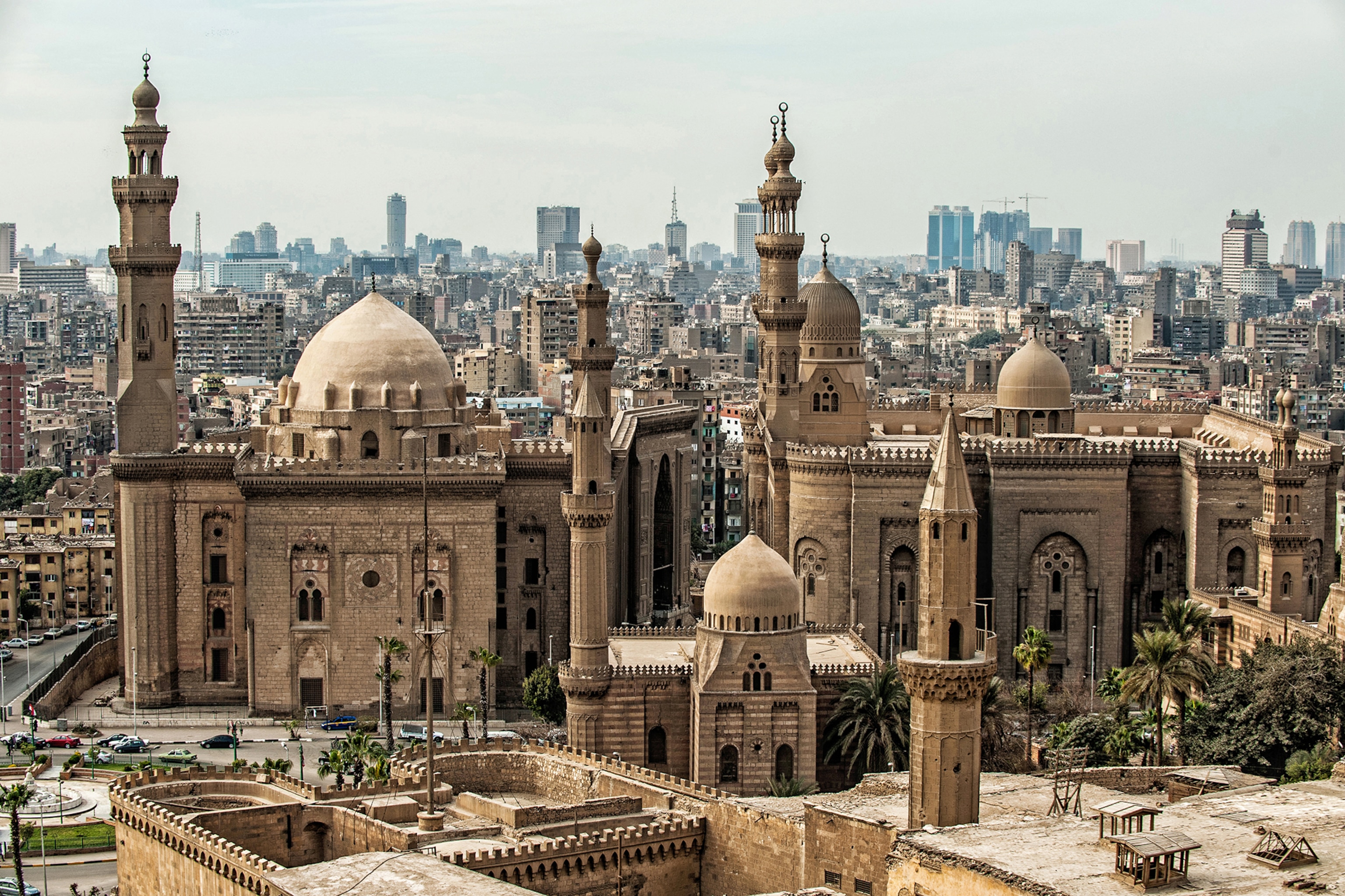 Landscape view of Mosque-Madrasa of Sultan Hassan in Cairo