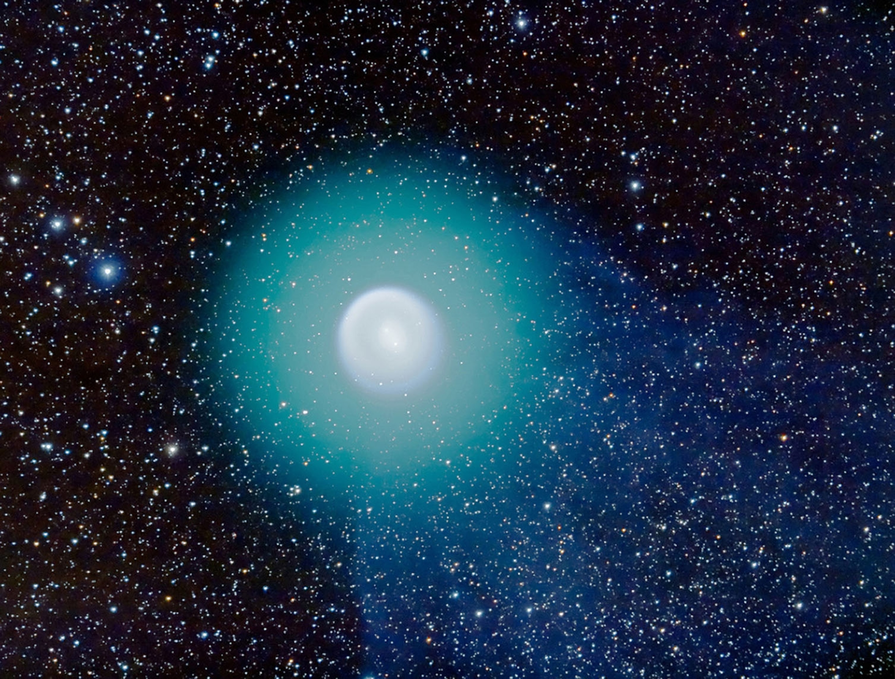 white globe with torque-blue hallo.