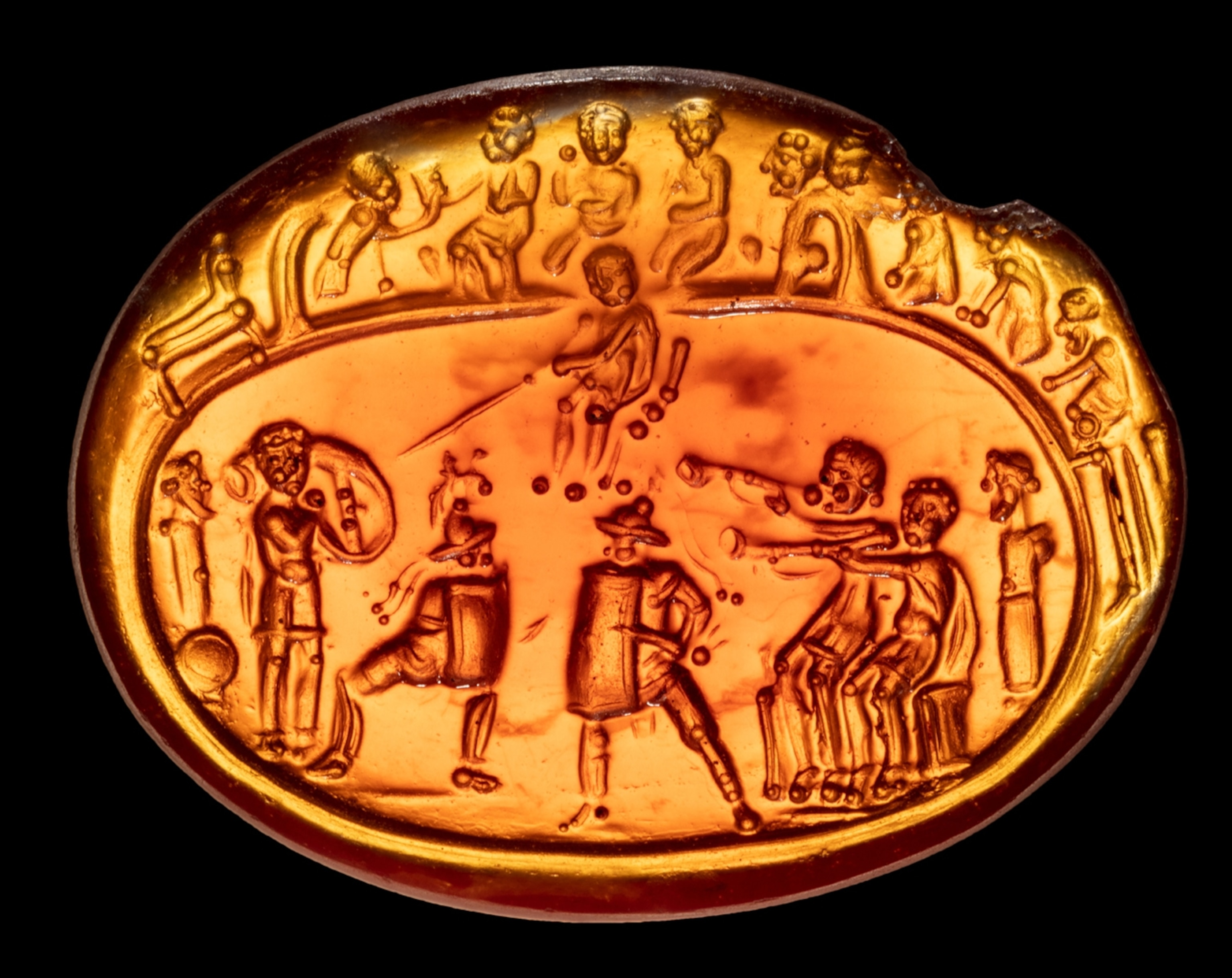Picture of translucent stone with carving.