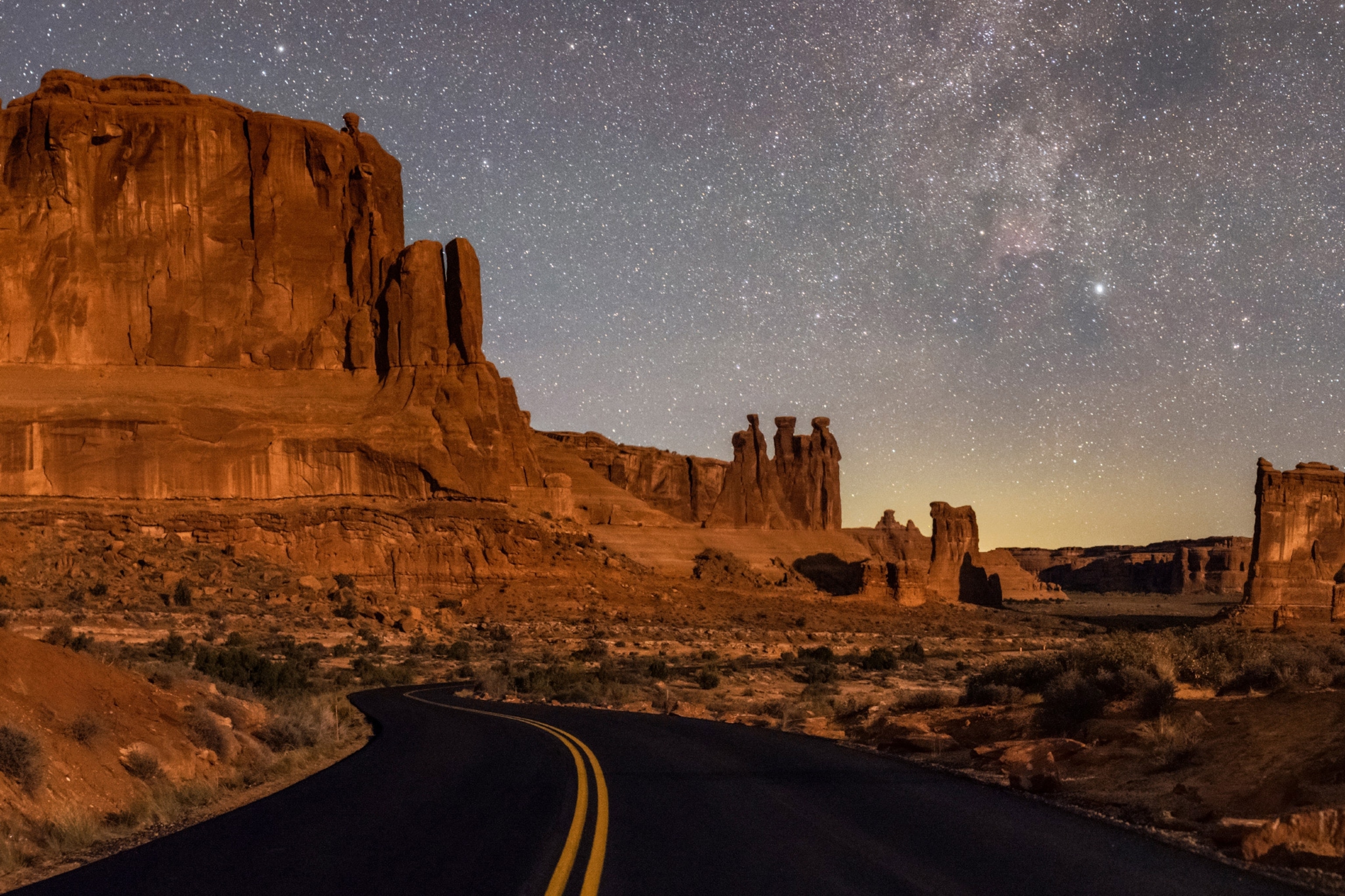 Arches National Park at night