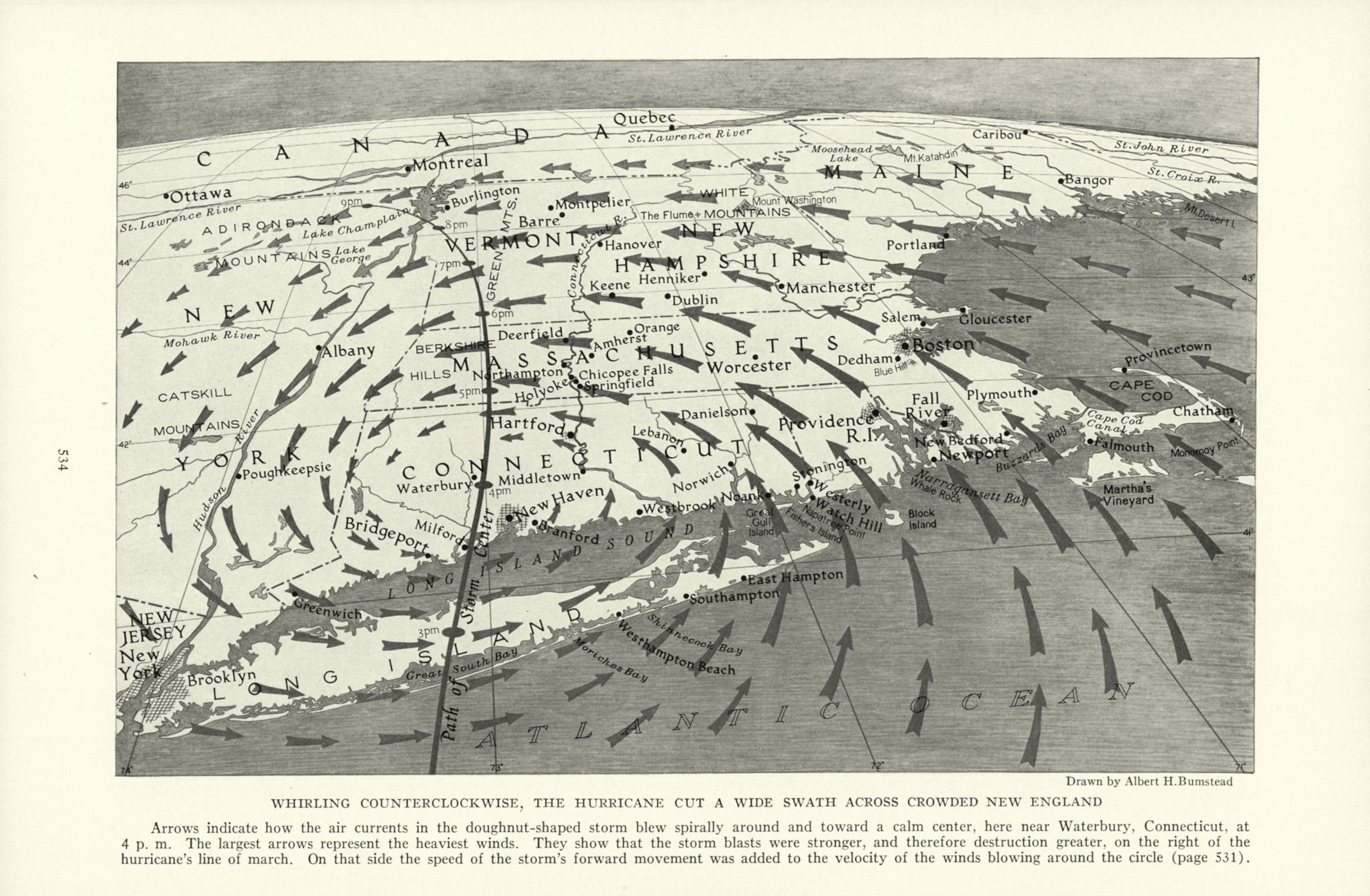 a map of hurricane patterns in 1939