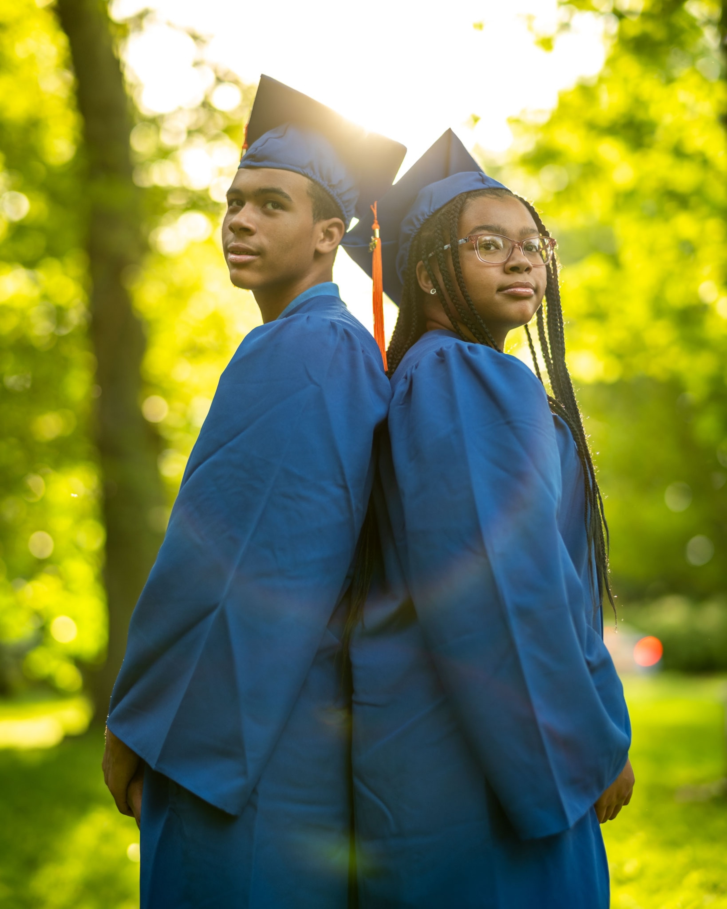 two twin eigth grade graduates in New York