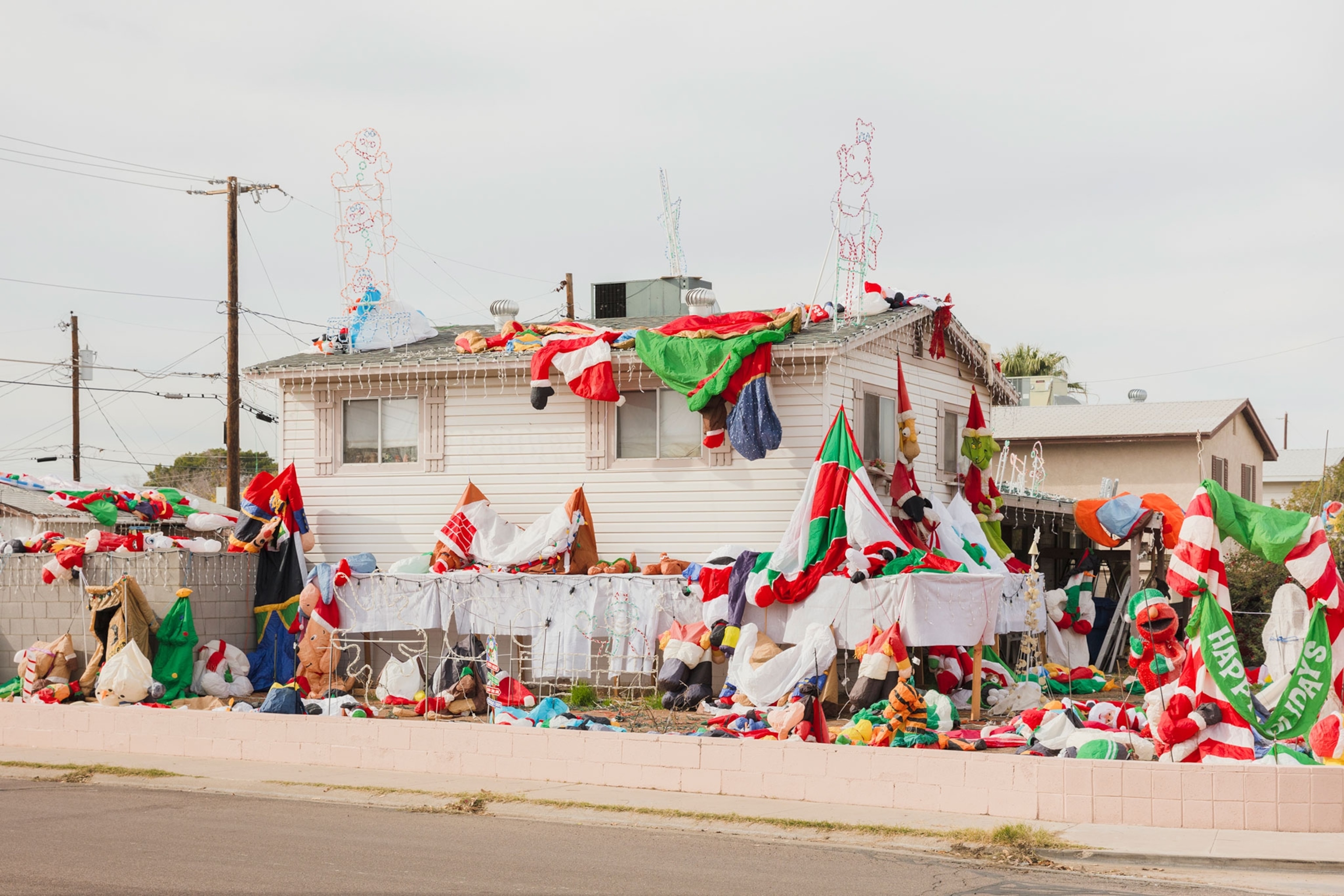 deflated Christmas decorations