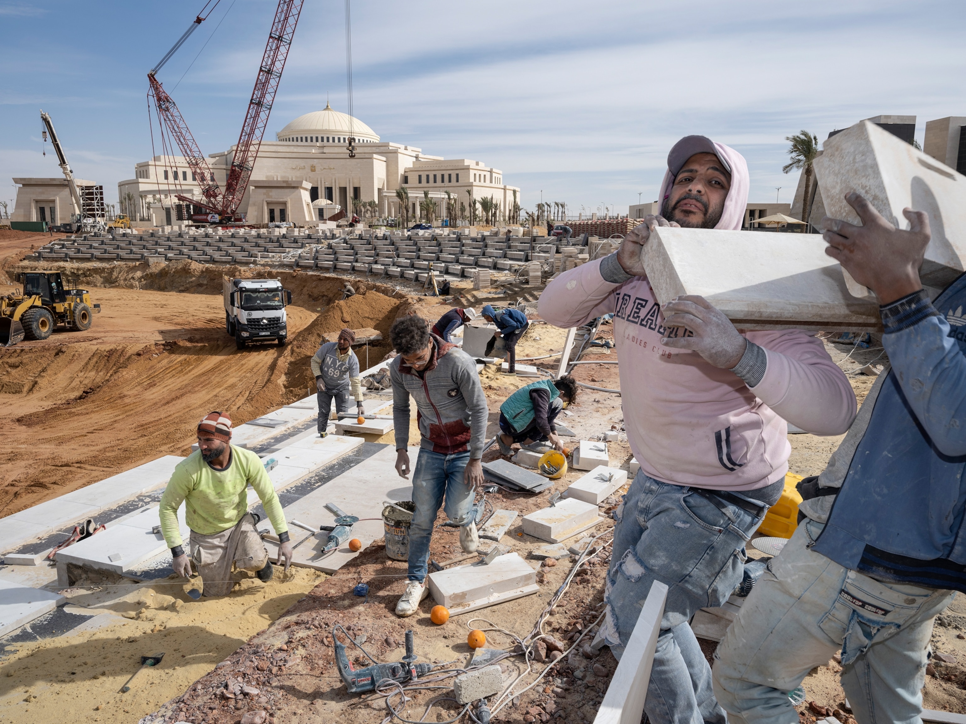 Construction workers in the Eastern Desert of Egypt.