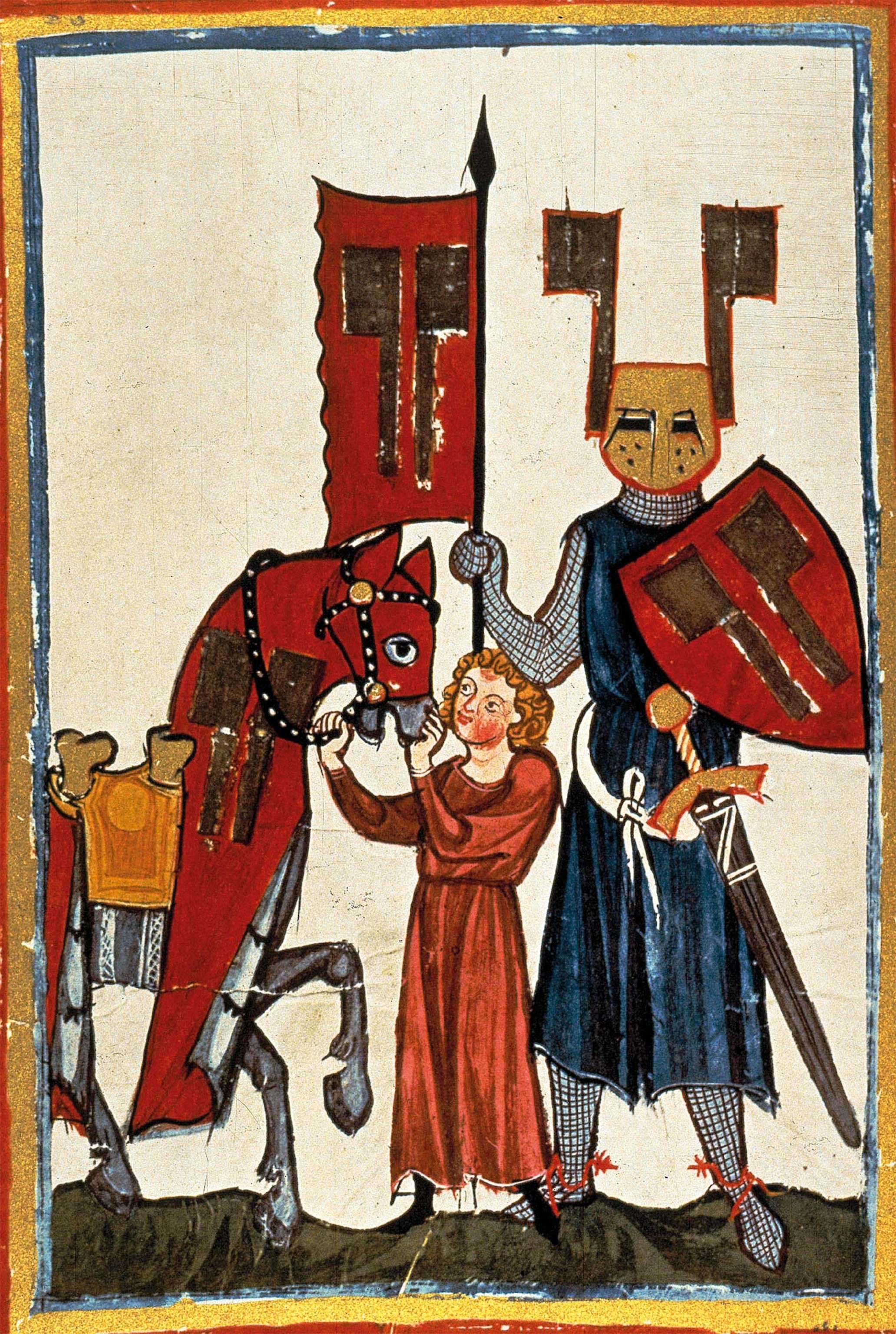 Wolfram von Eschenbach appears as a knight in this miniature from the 14th-century Codex Manesse