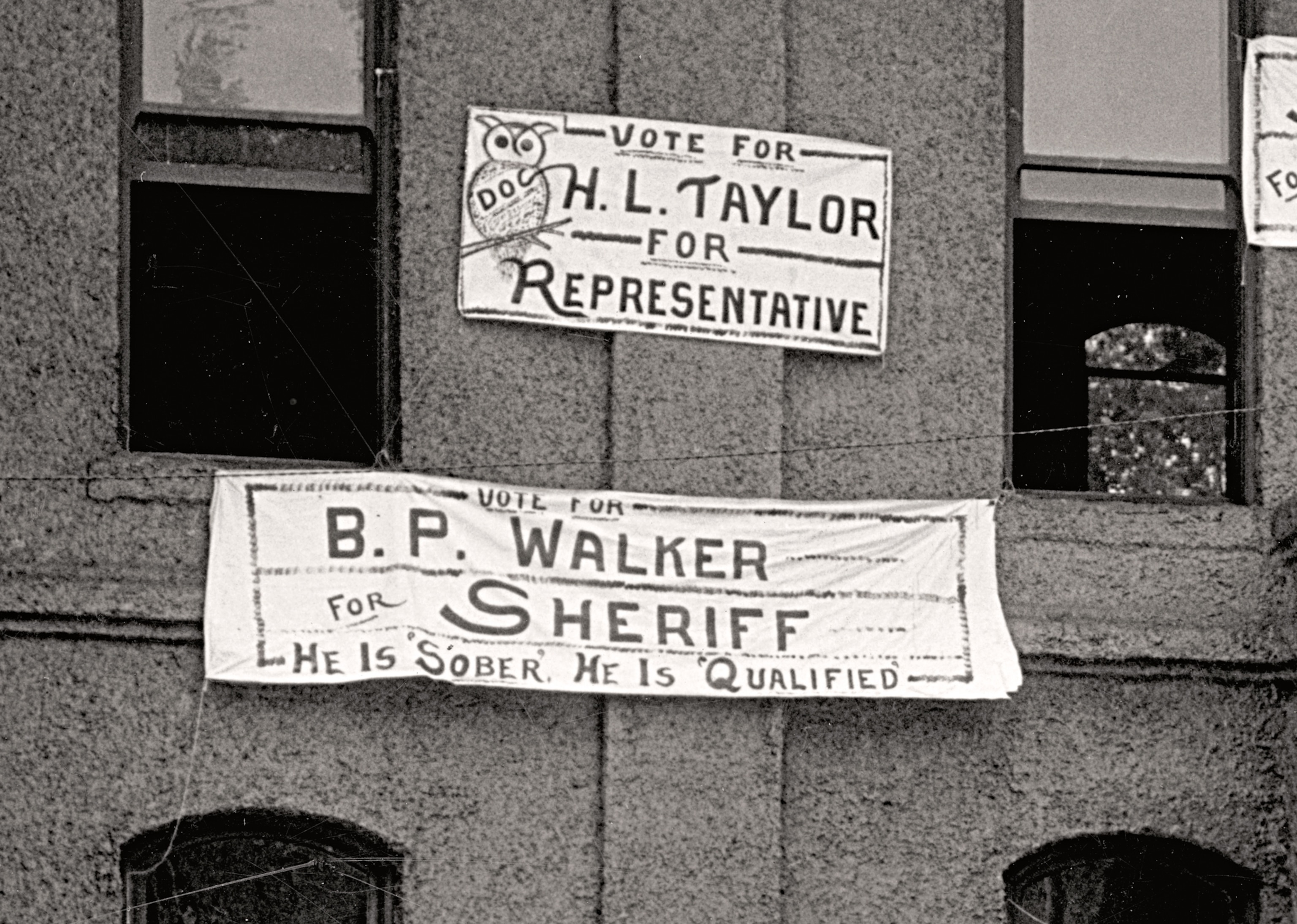 Photographic detail showing signs promoting candidates in a 1929 Kentucky election