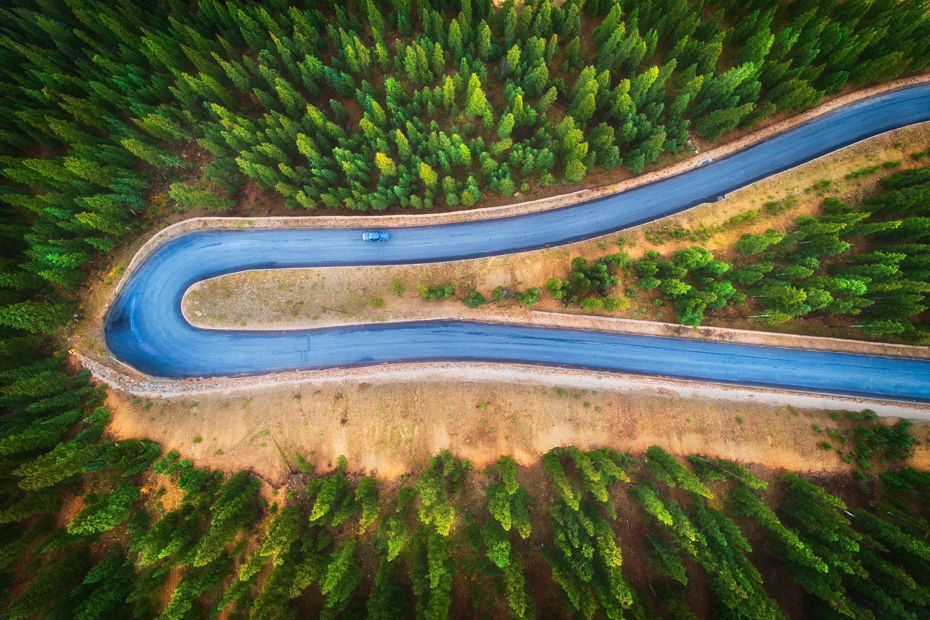 a turn in the road in the mountains of Colorado