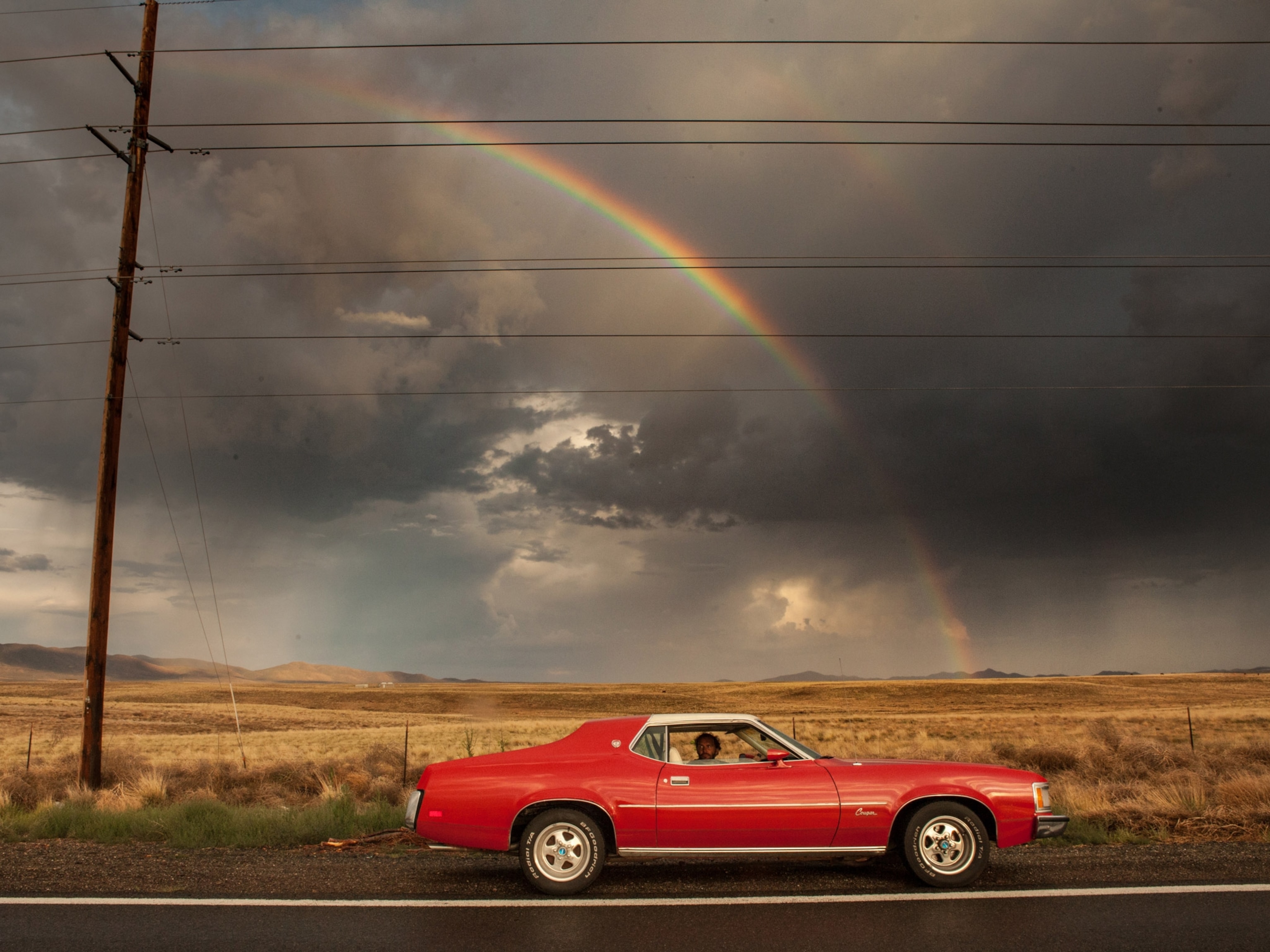 a Ford mustang on Route 66 in Utah