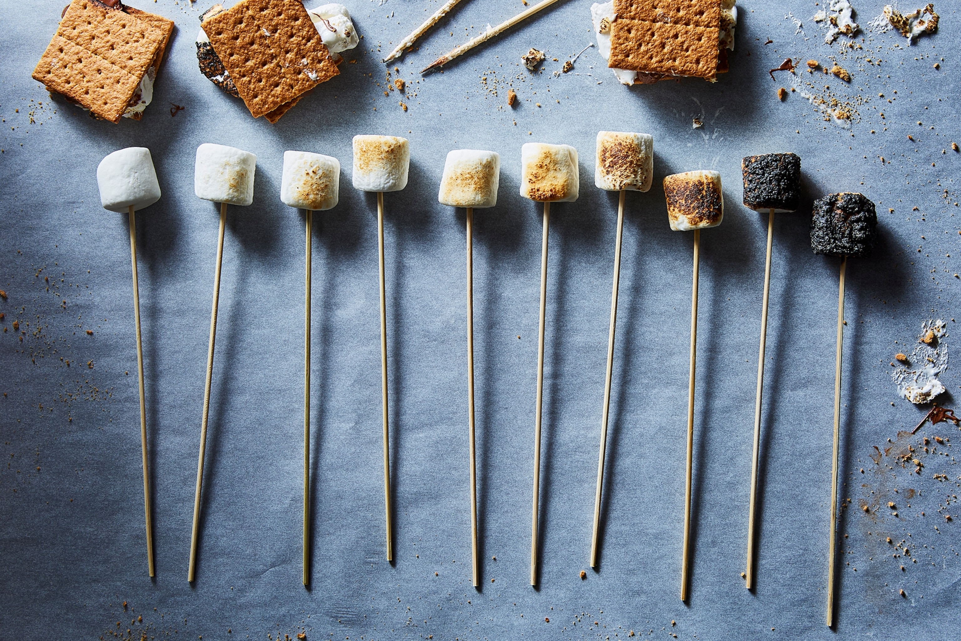 Gradient of toasted marshmallows for S'mores.