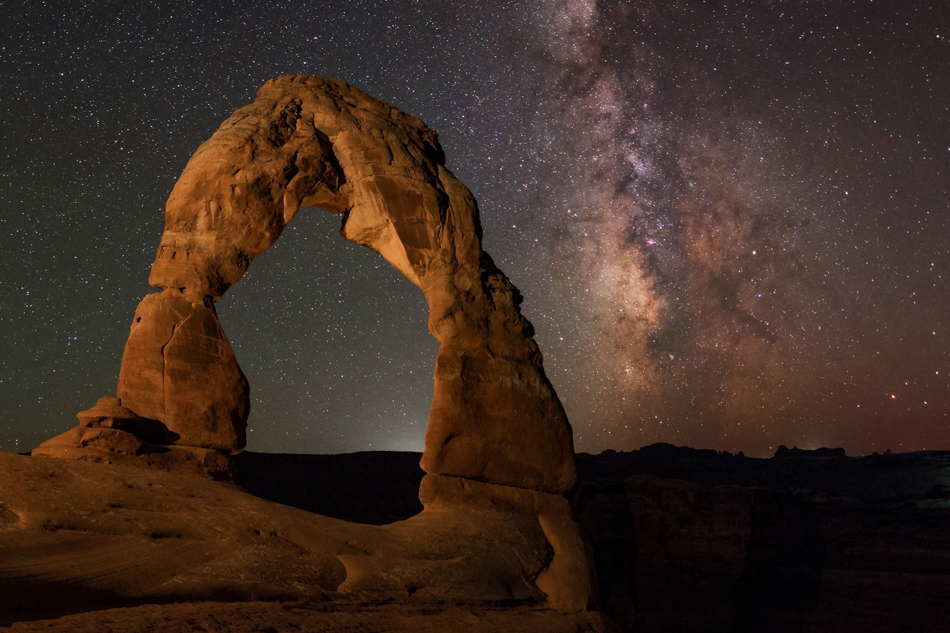 The galactic core of the Milky Way in constellation Saggitarius above the Delicate Arch.