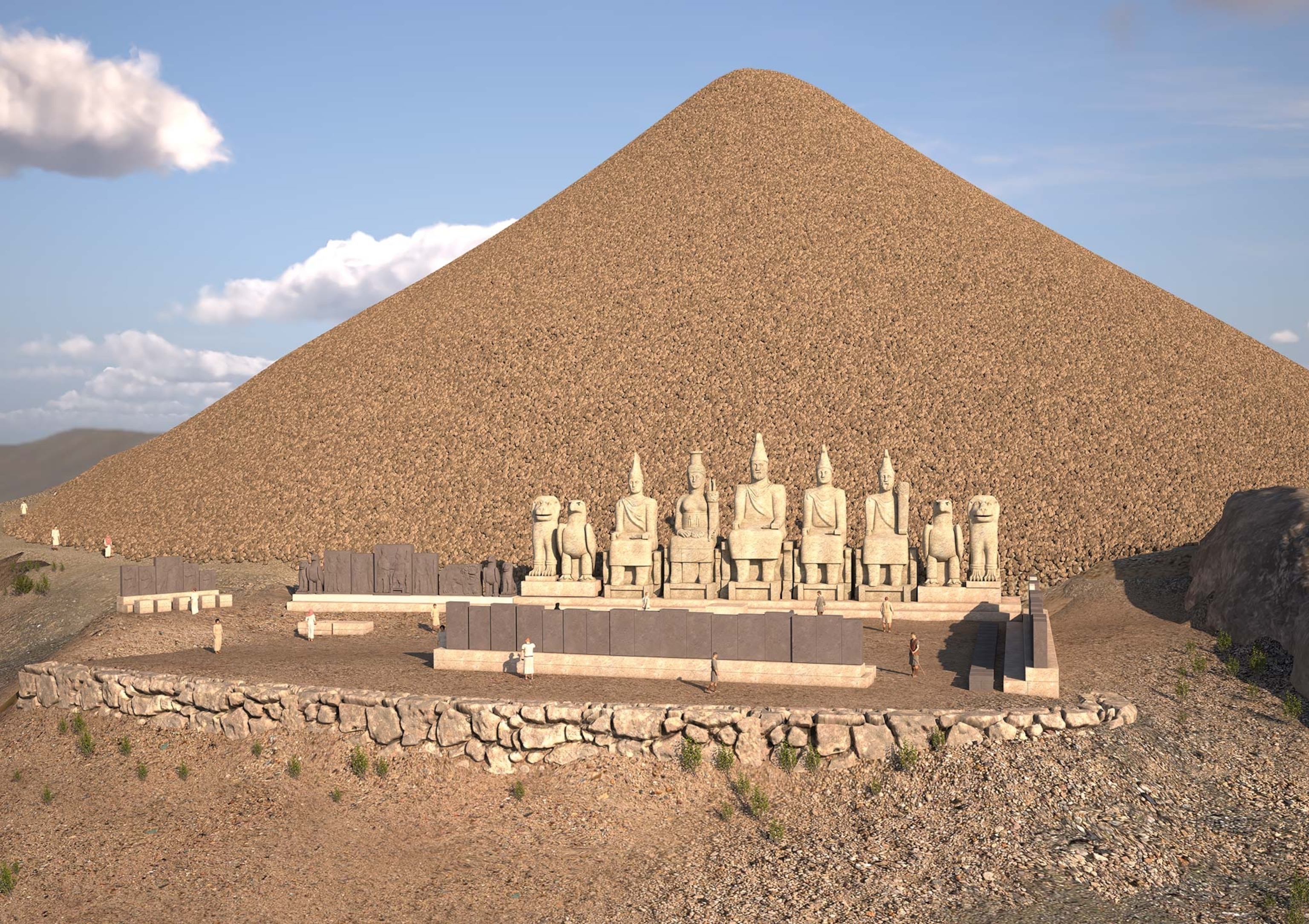 A reconstruction of the west terrace of the sanctuary at Nemrut Dağ