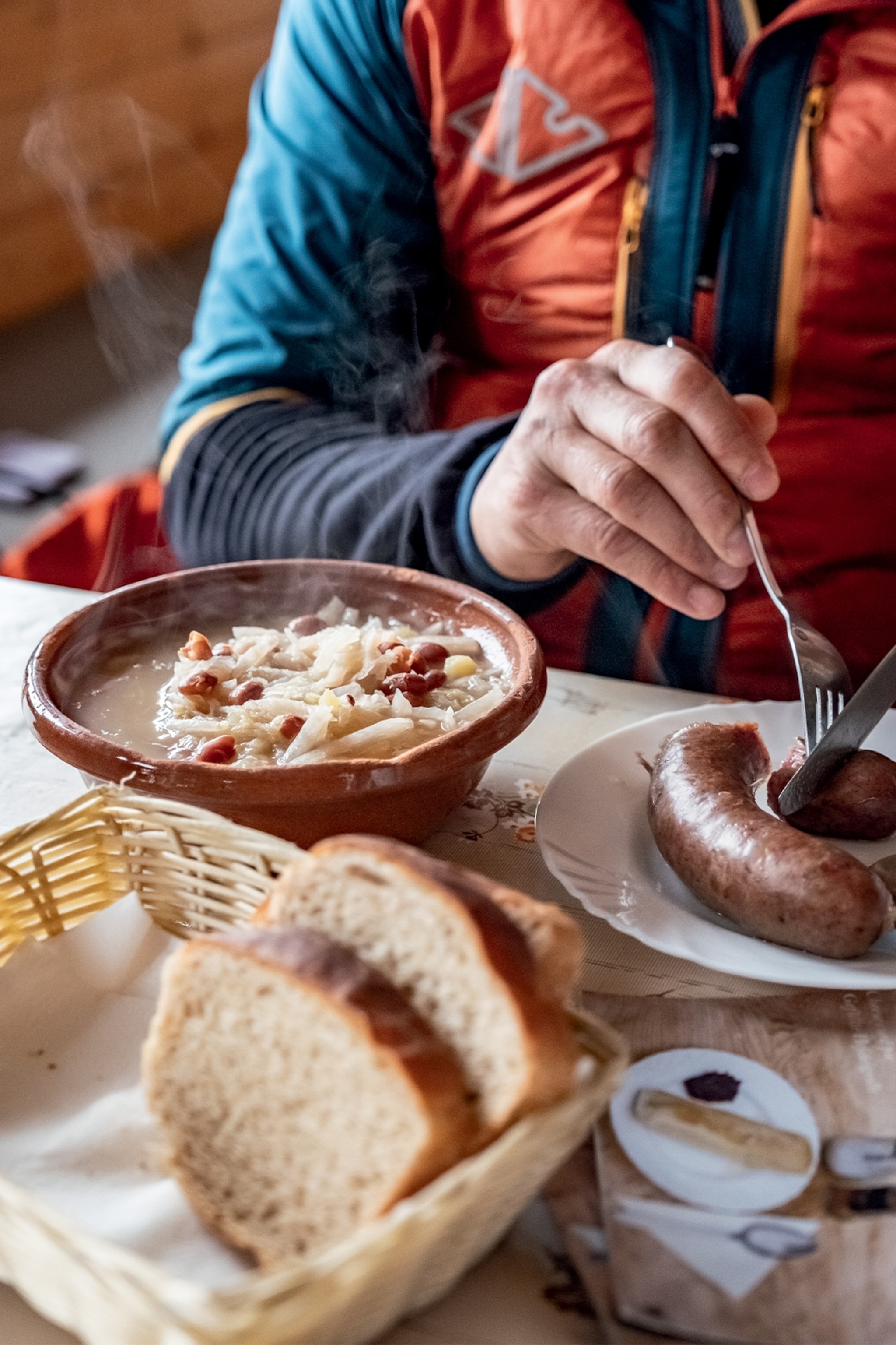 man eating food