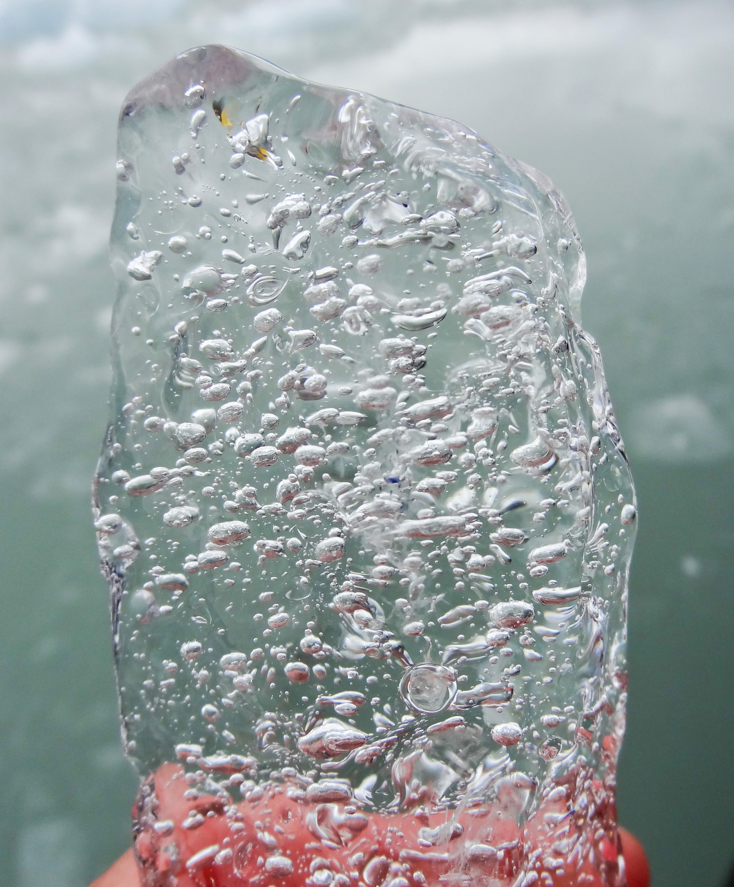 air bubbles in a chunk of glacial ice