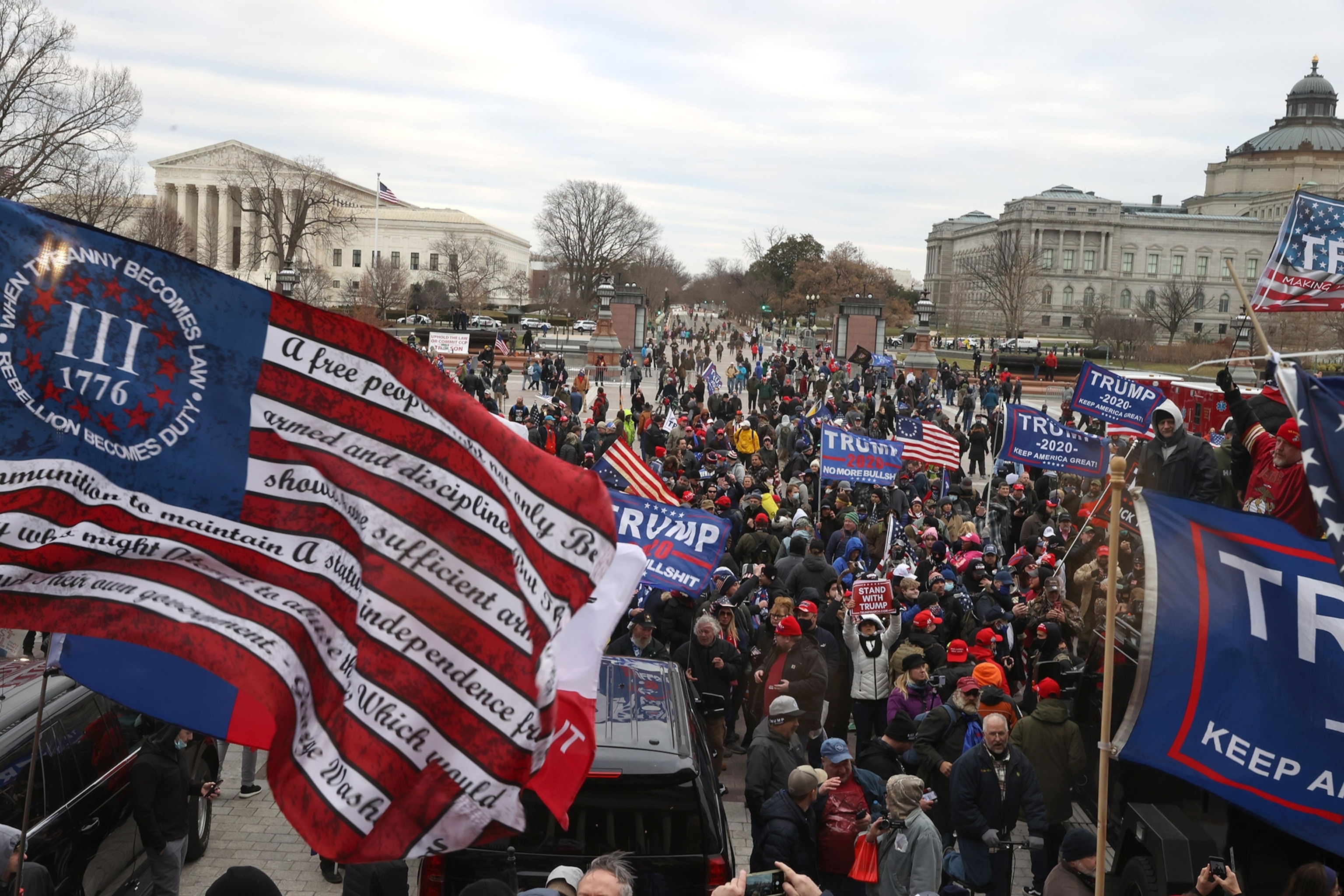 protesters gather on the U.S. Capitol Building