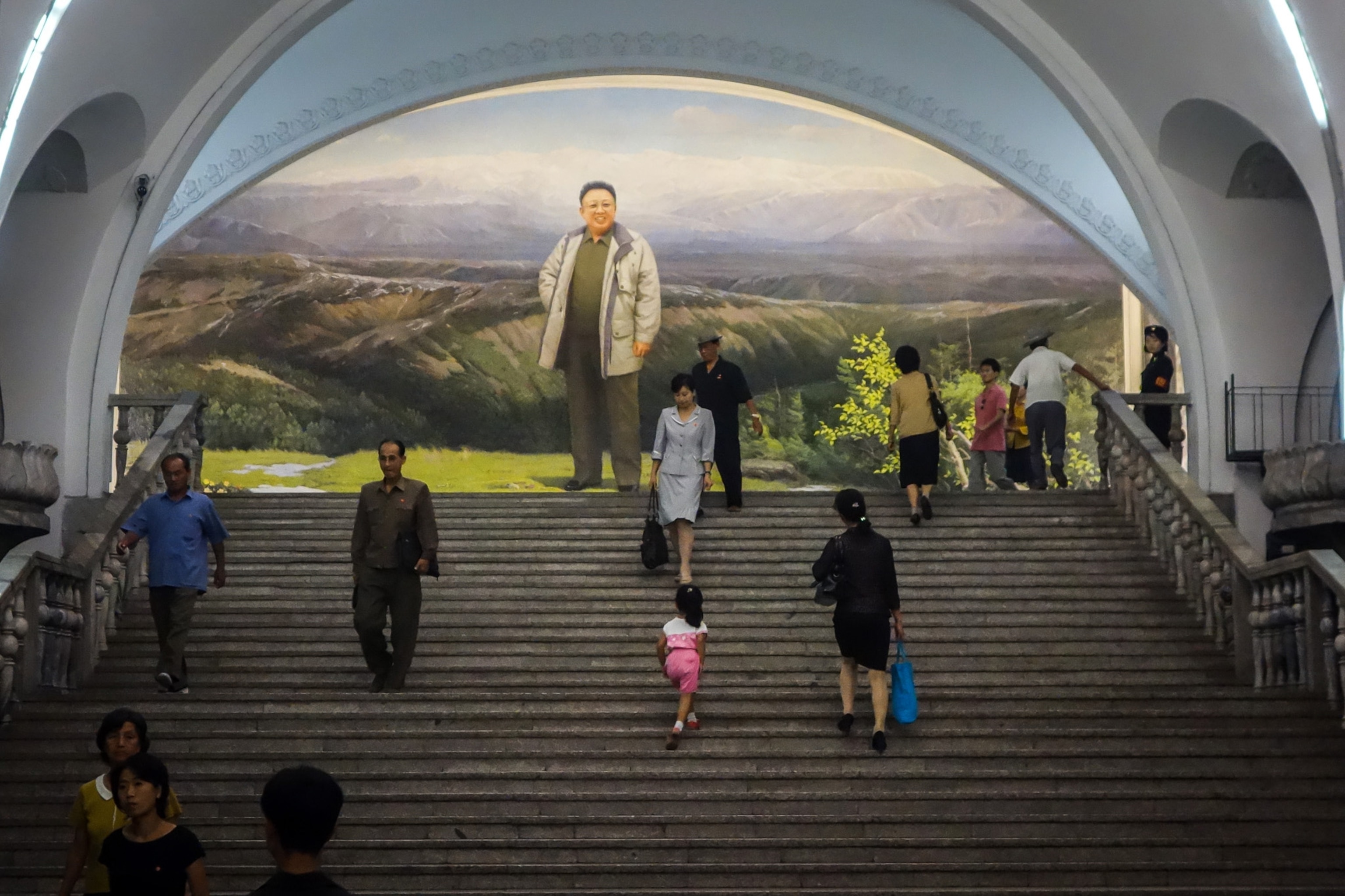 a mural of Kim Jong-Il
