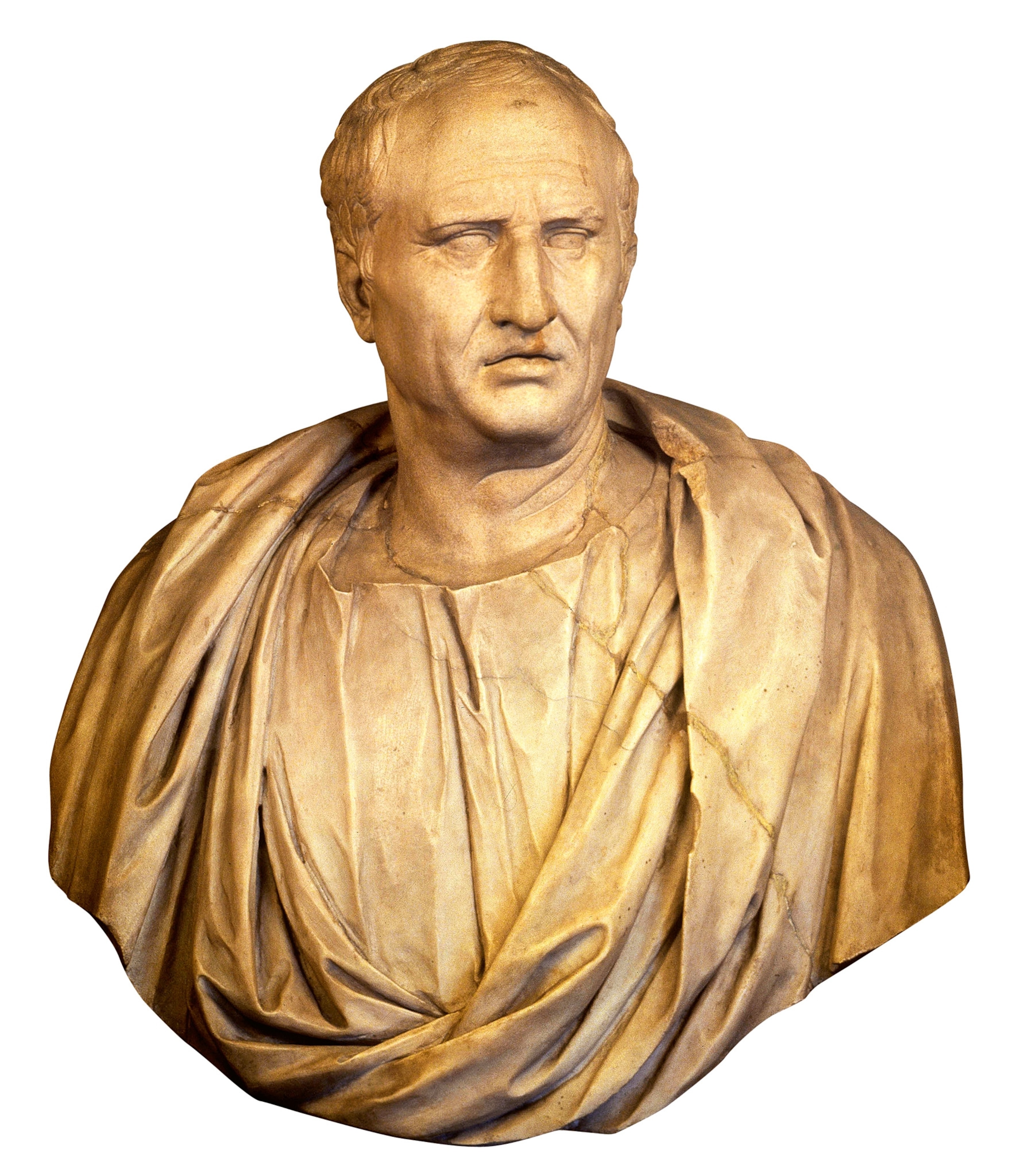 a marble bust depicting the great Roman orator Cicero