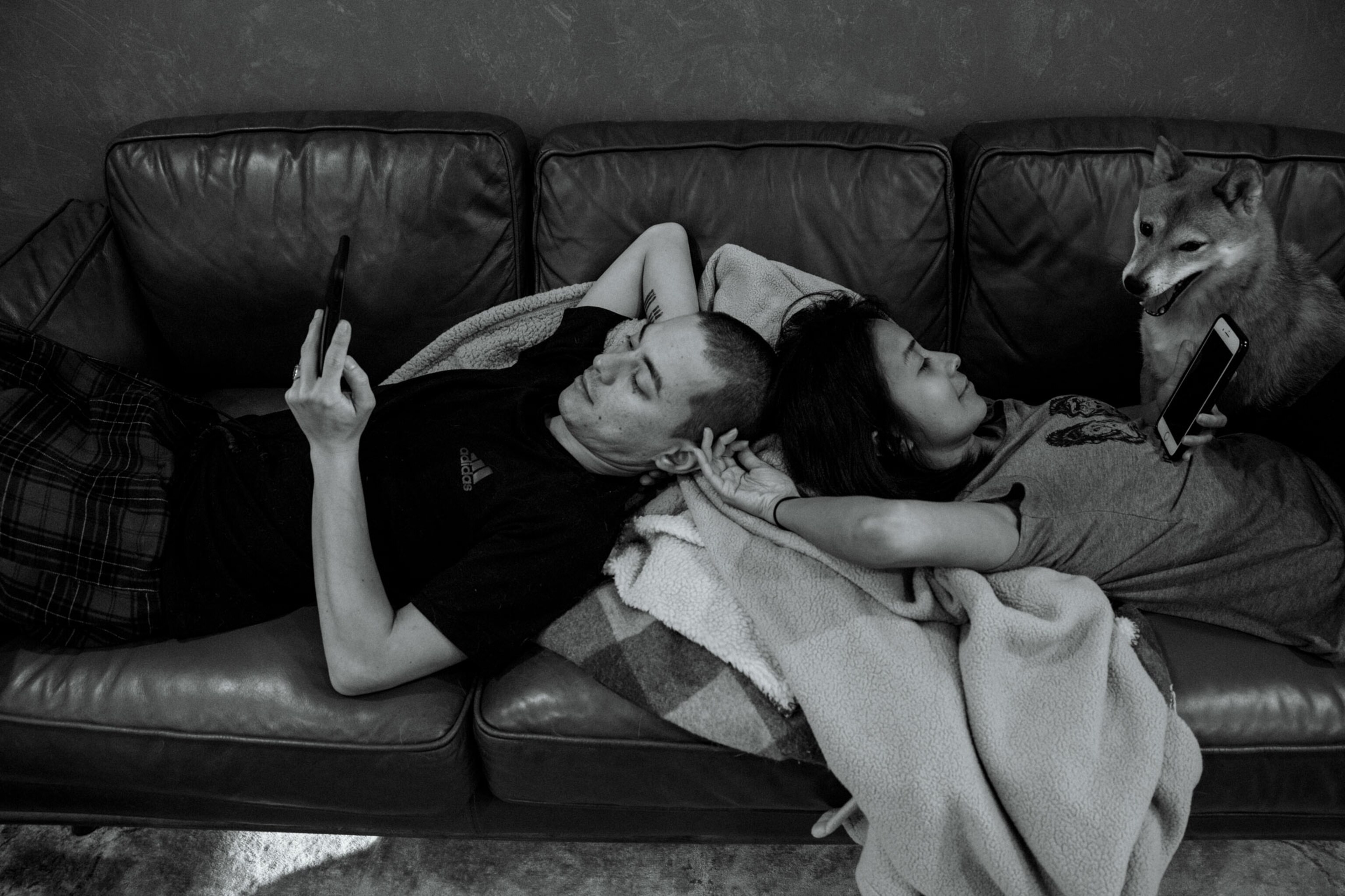 a husband and wife relaxing