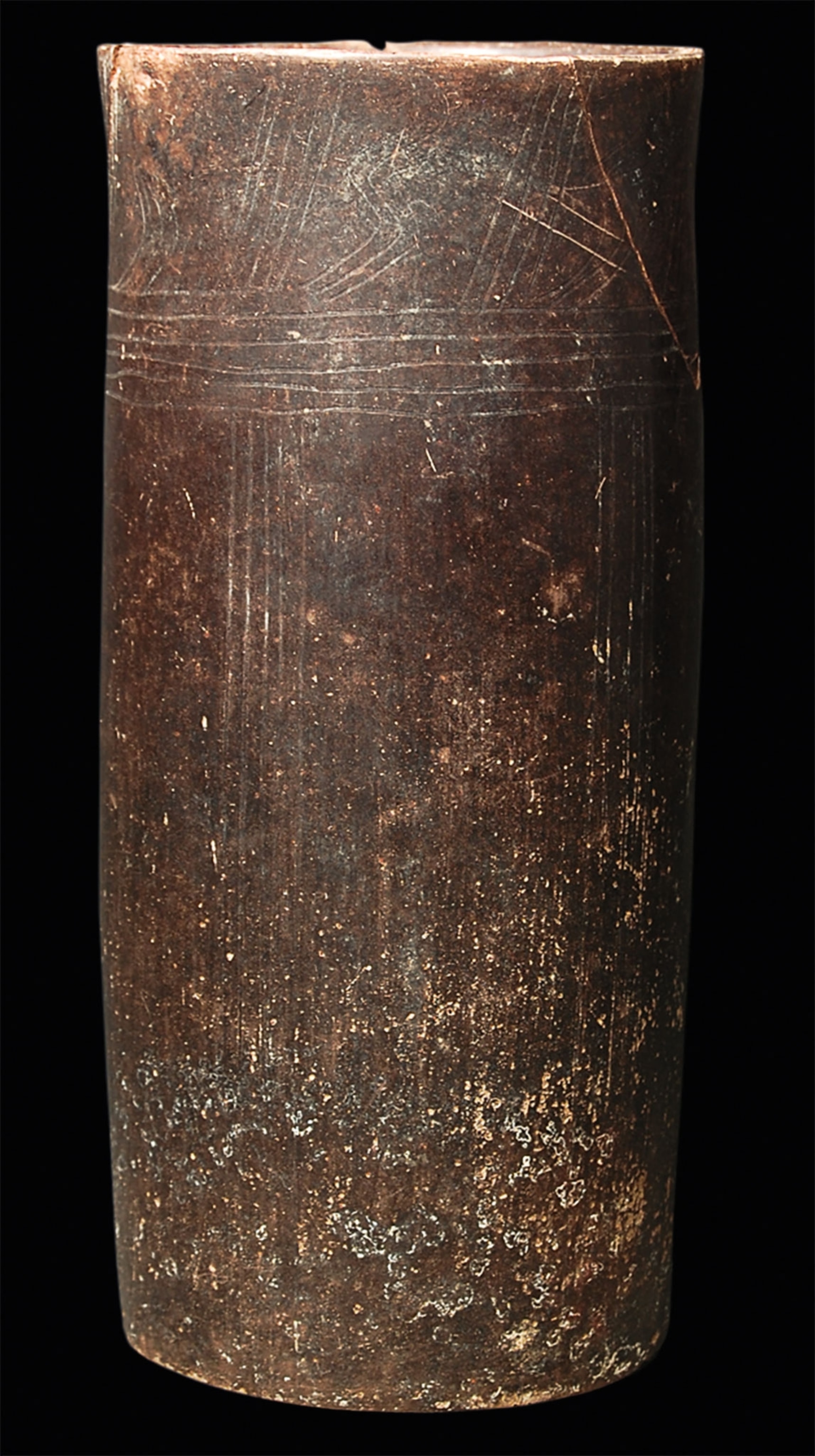 A tall brown vase
