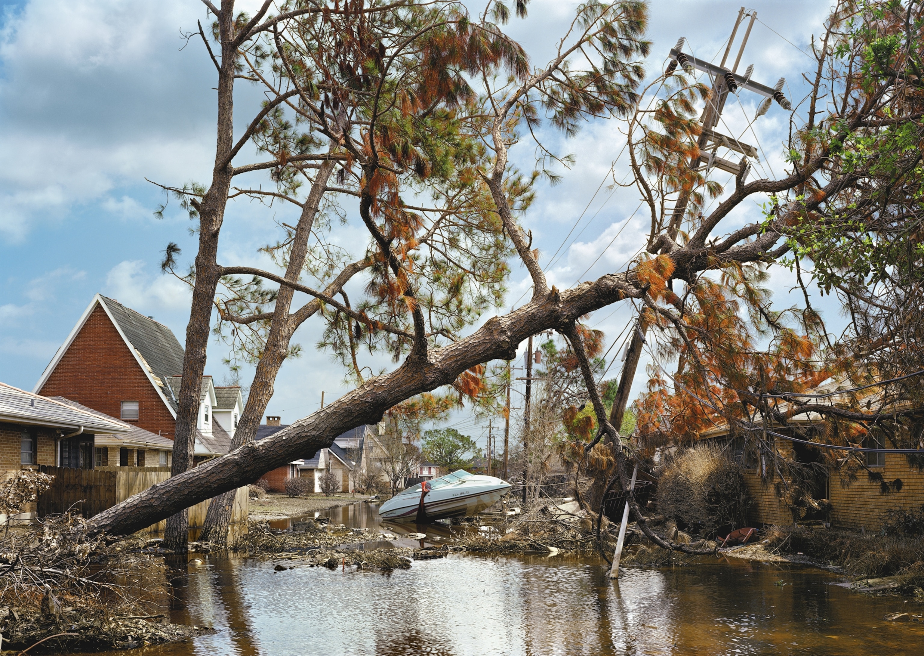 a neighborhood in New Orleans after Hurricane Katrina struck