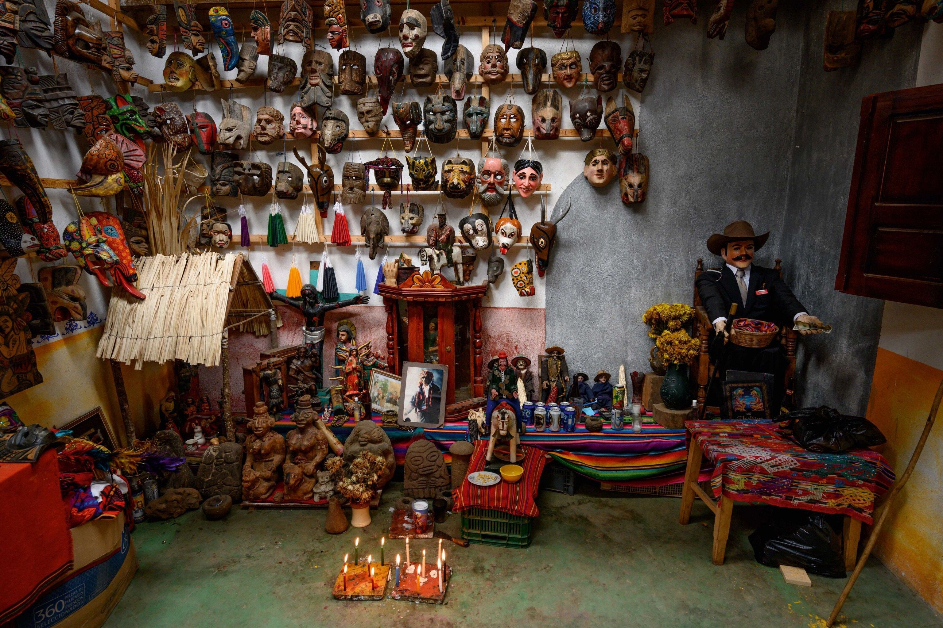 The mask workshop of Diego Ignacio’s family, Chichicastenango.