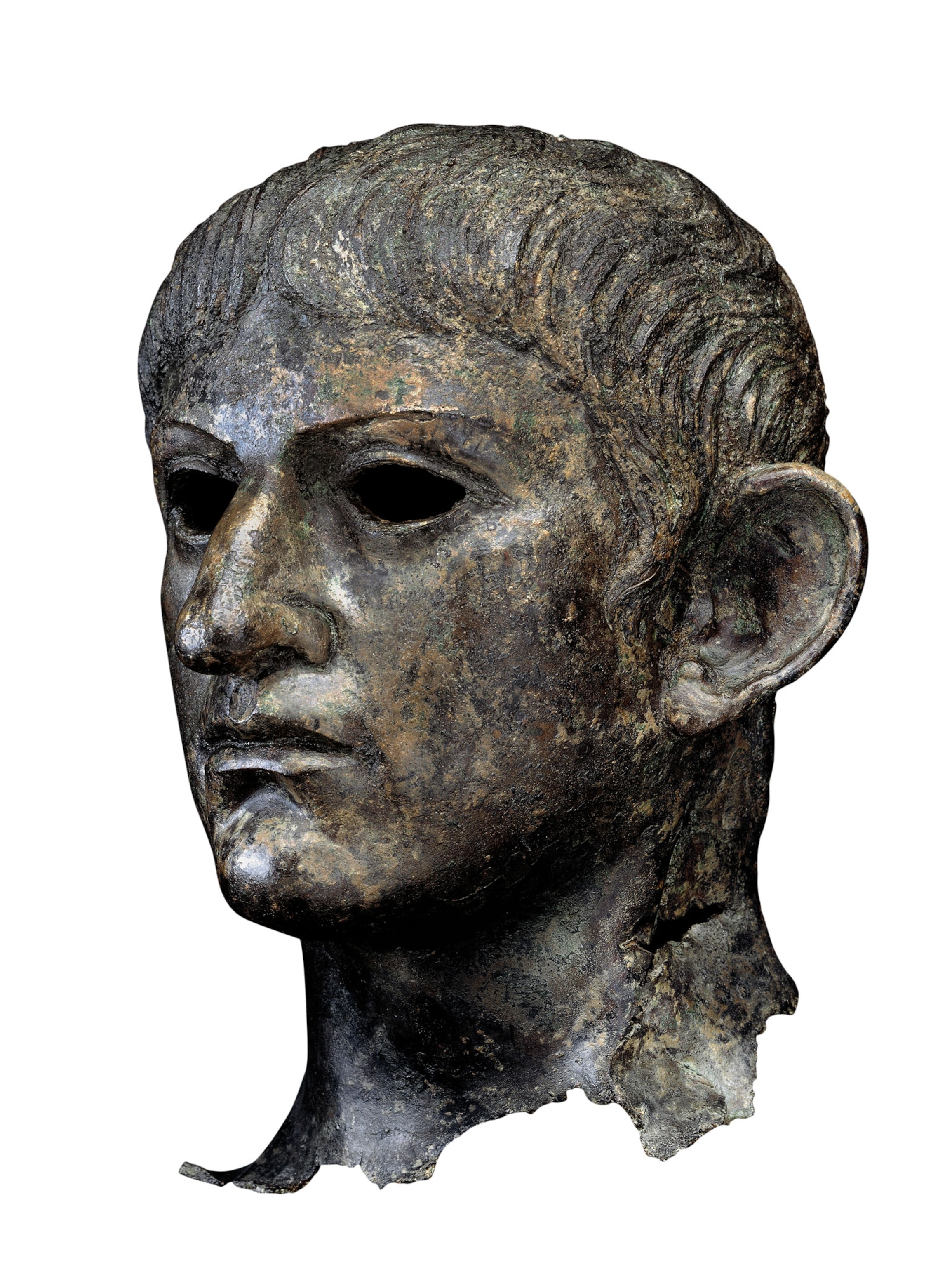 A dark bust of a man