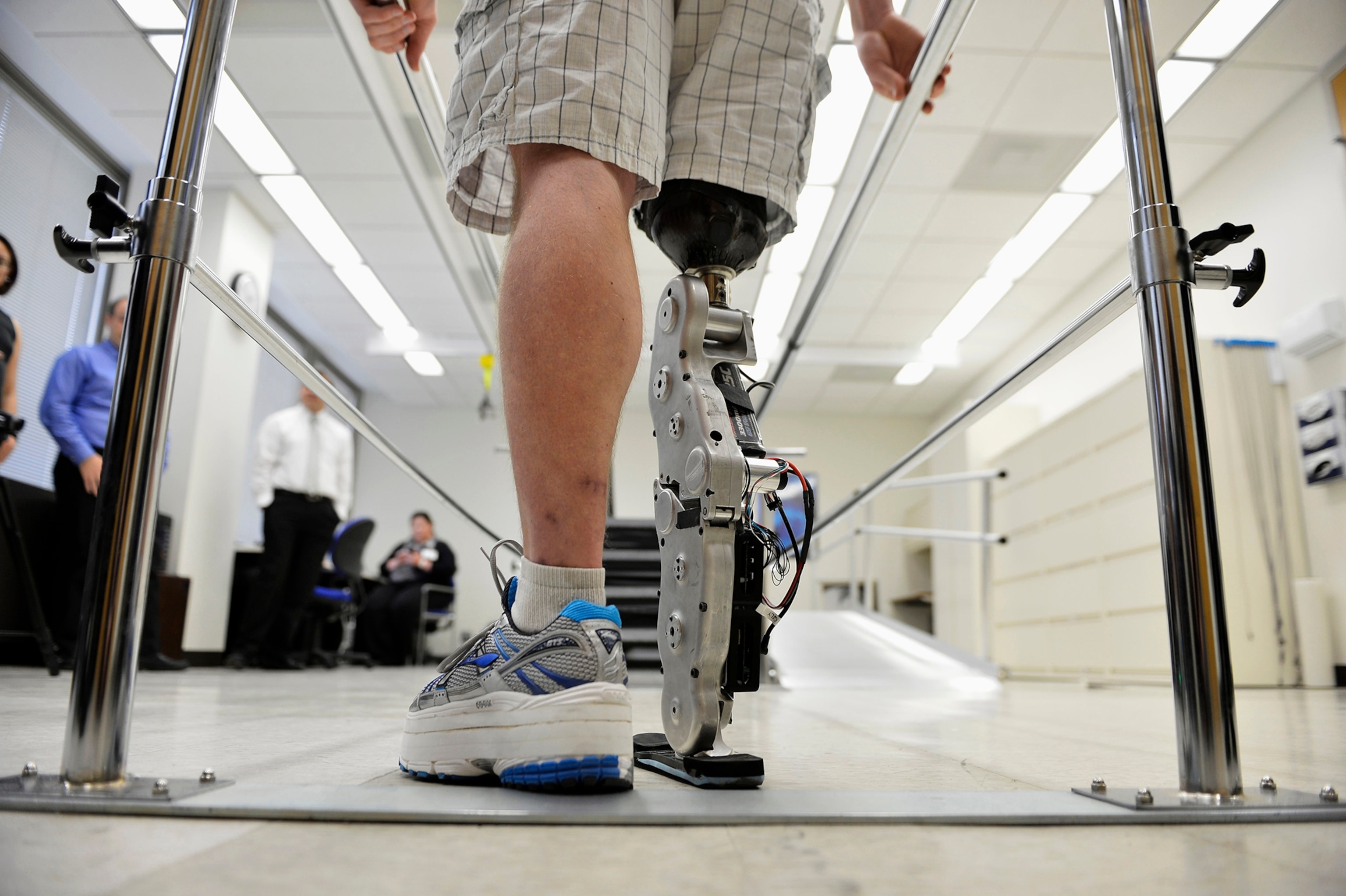 Dennis Aabo Sorensen tests a prosthetic arm with sensory feedback in a laboratory in Rome in March 2013.