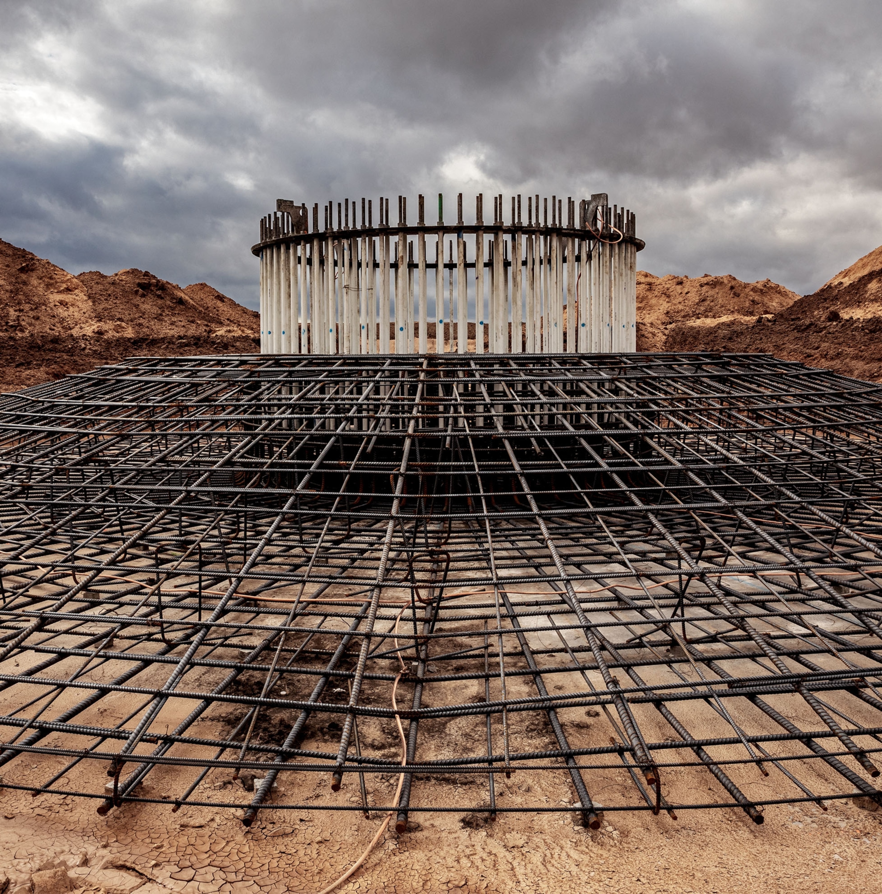 steel rebar at the construction site.