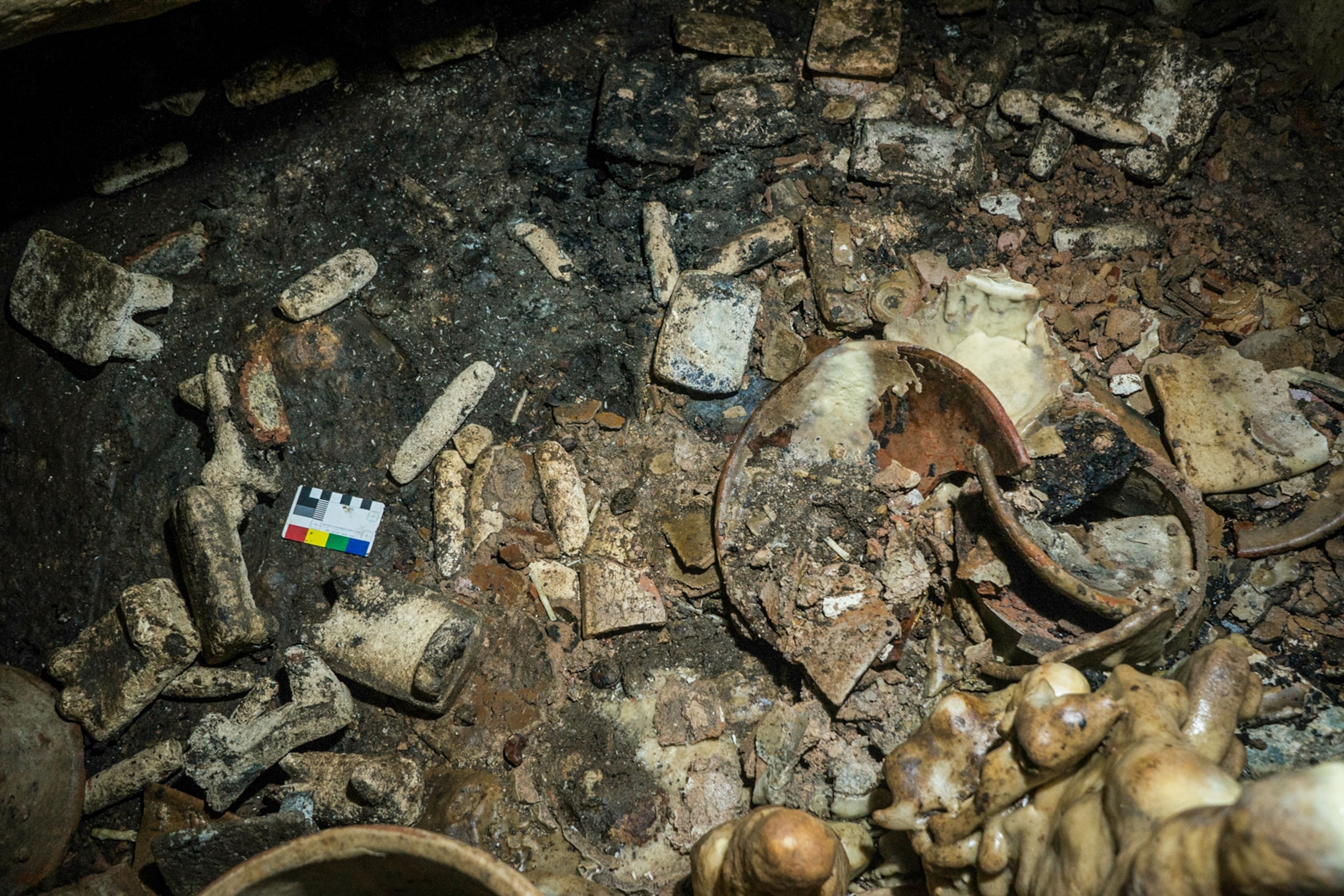 pots and vessels discovered in a cave in Mexico