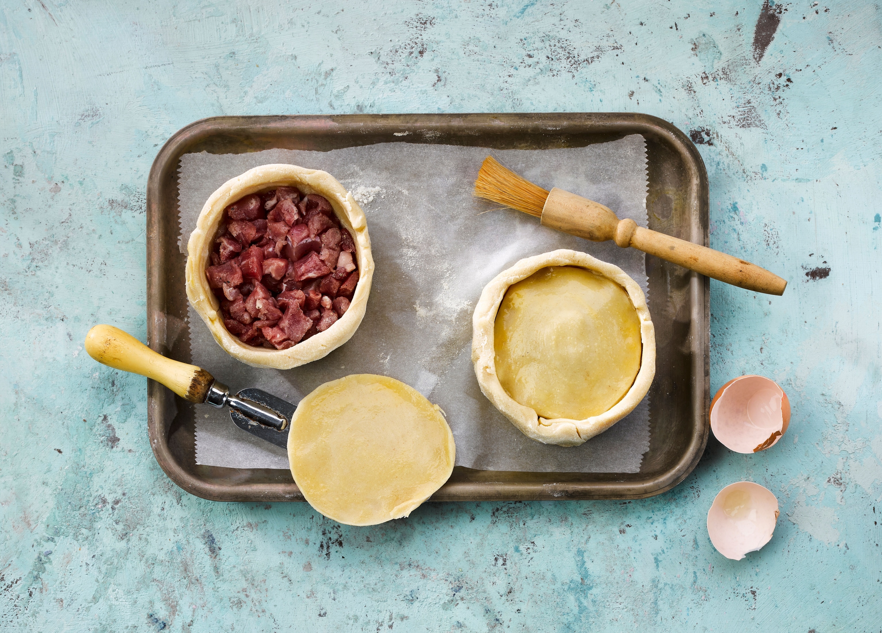 making stage of pork pie
