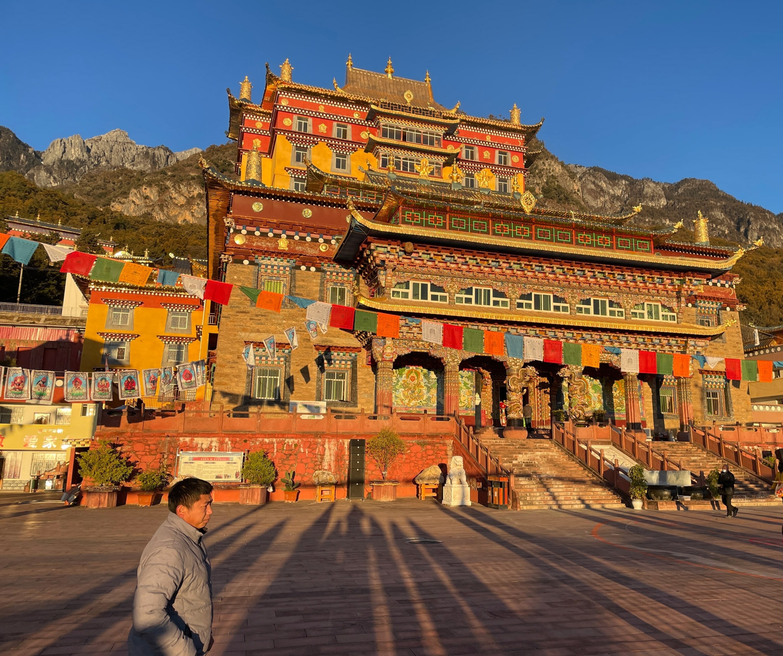 Photo of Buddhist temple at sunset