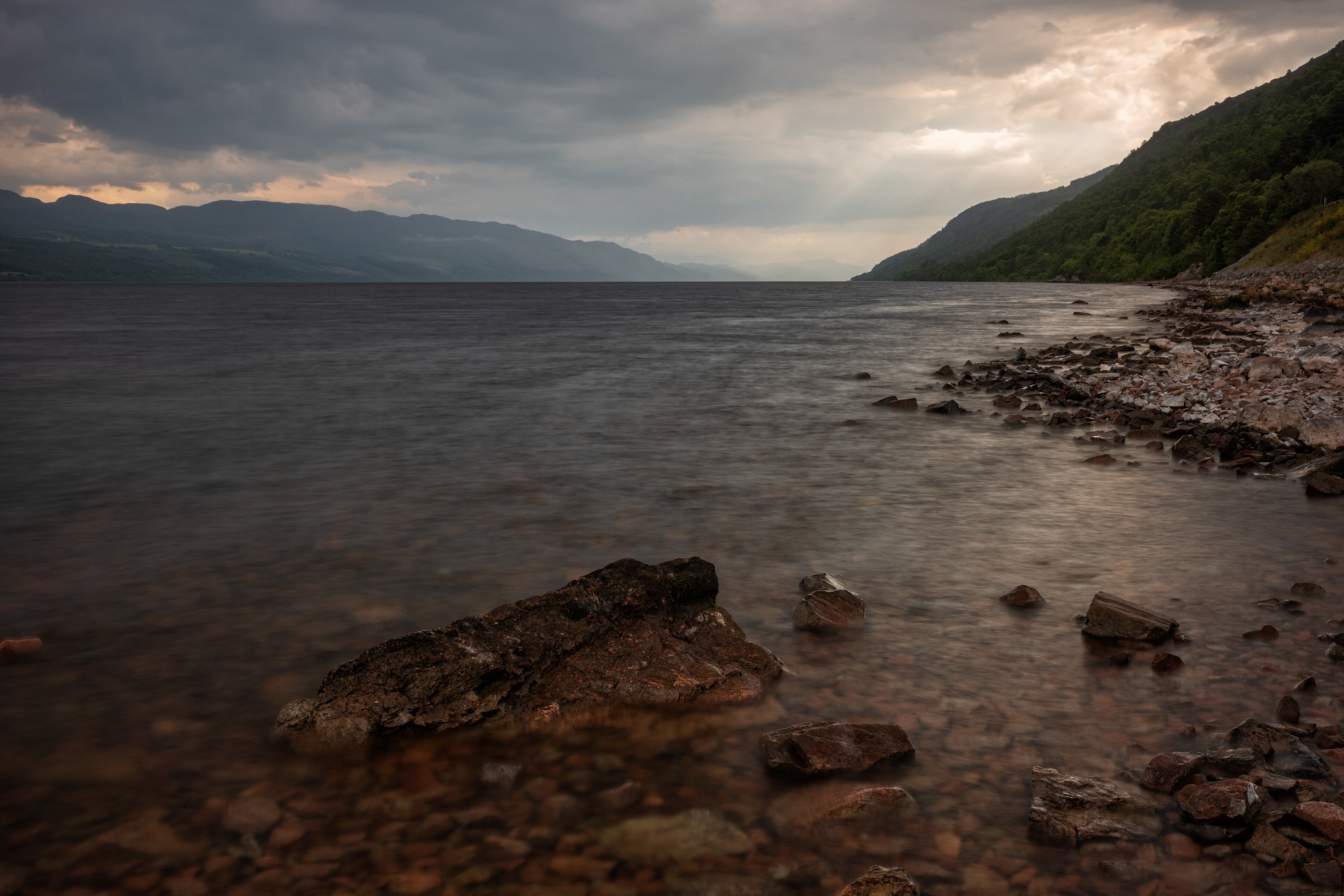 Loch Ness, a large, deep, freshwater loch in the Scottish Highlands