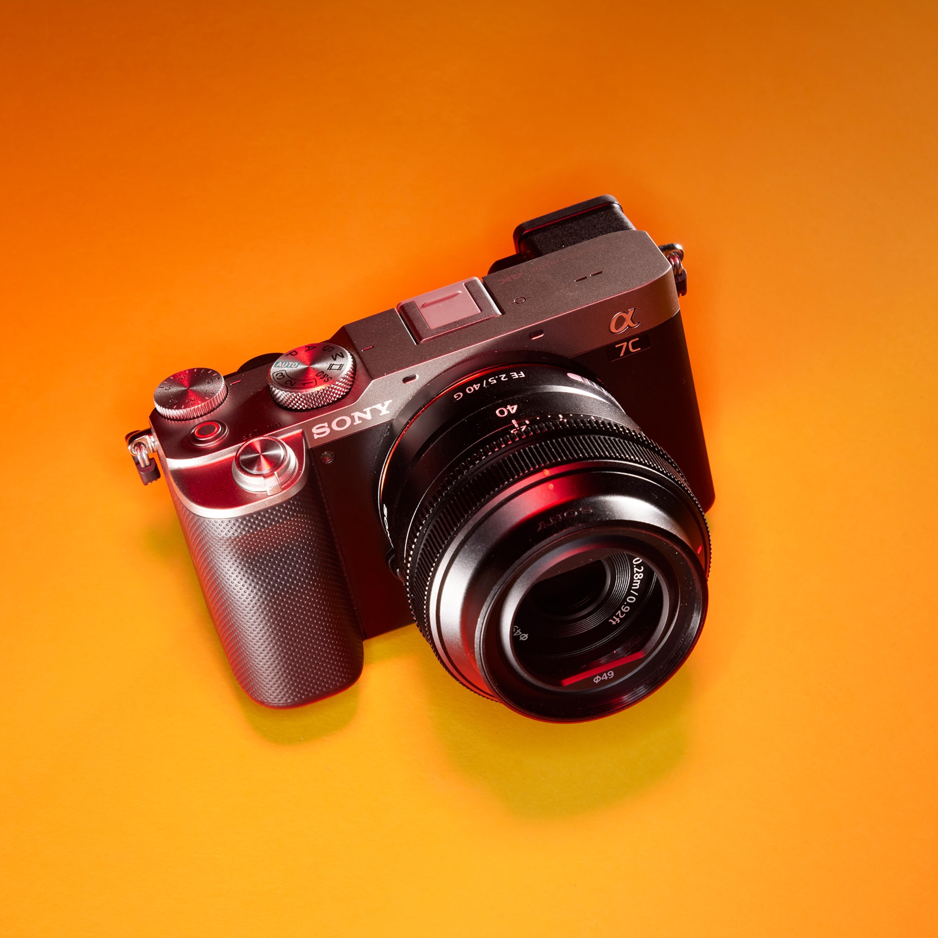 Studio photograph of the Sony a7C camera, made for the 2023 National Geographic 2023 travel camera guide
