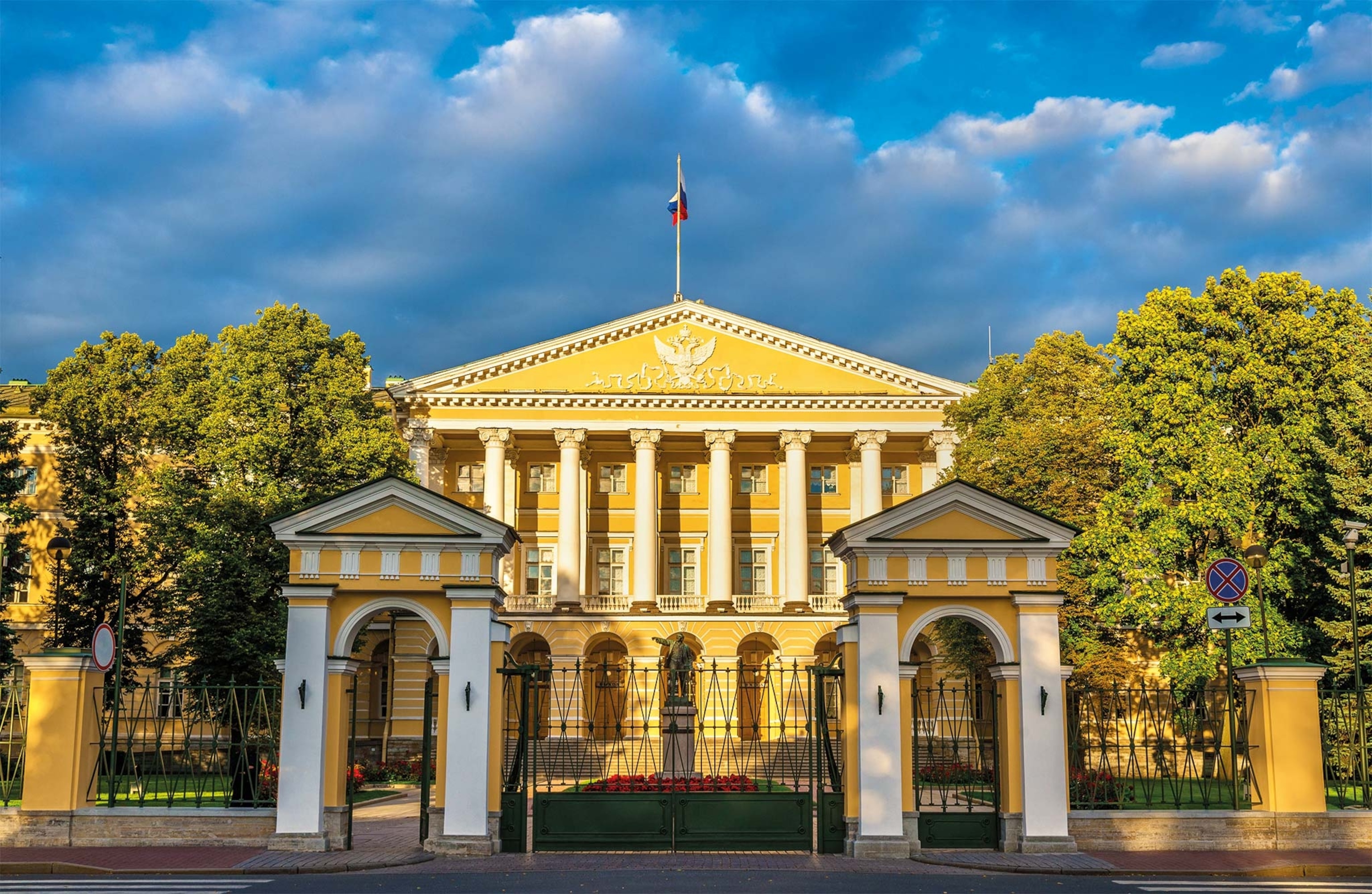 A statue of Vladimir Lenin stands outside the site of the former girls' school, Smolny Institute.