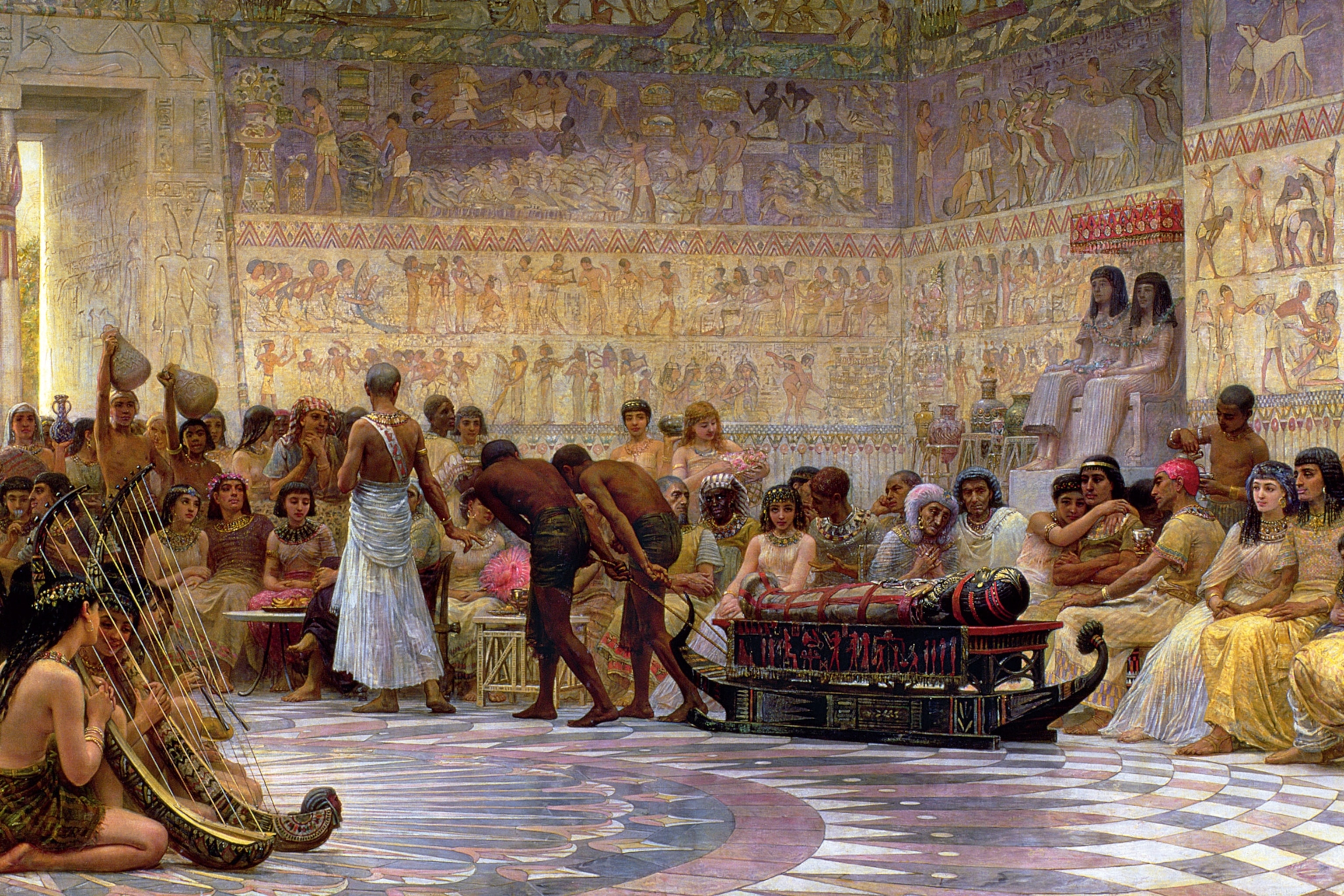 a 19th-century painting depicting an Egyptian banquet