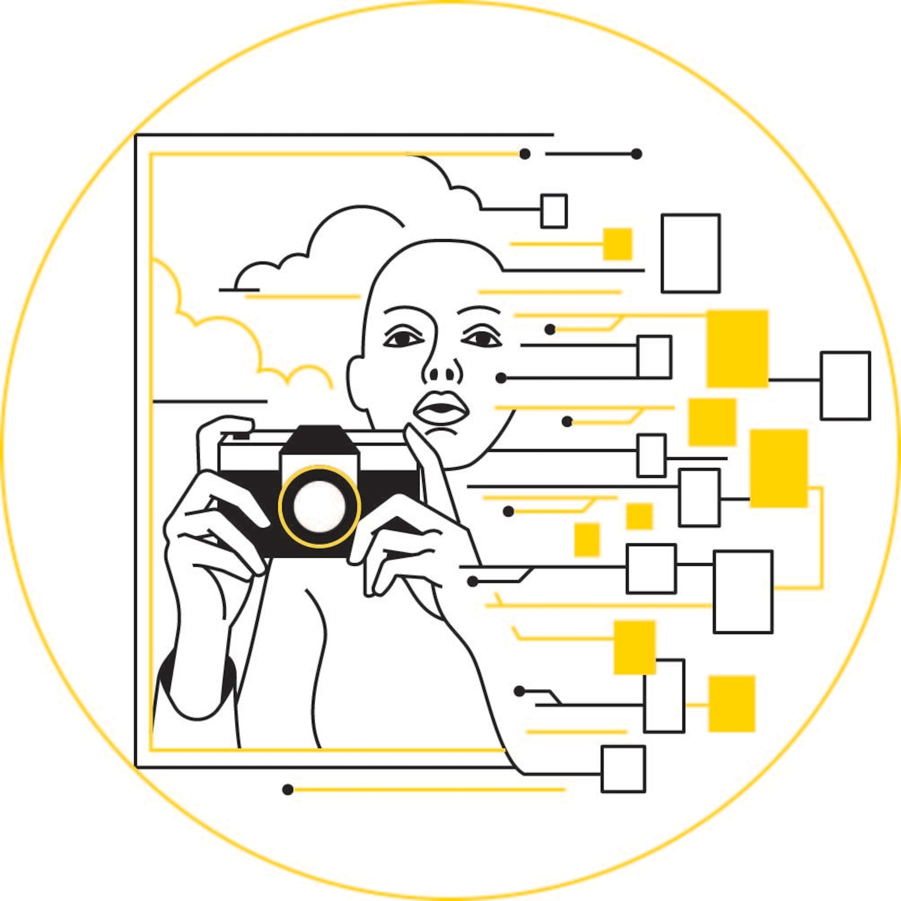 an illustration of a person taking a photo