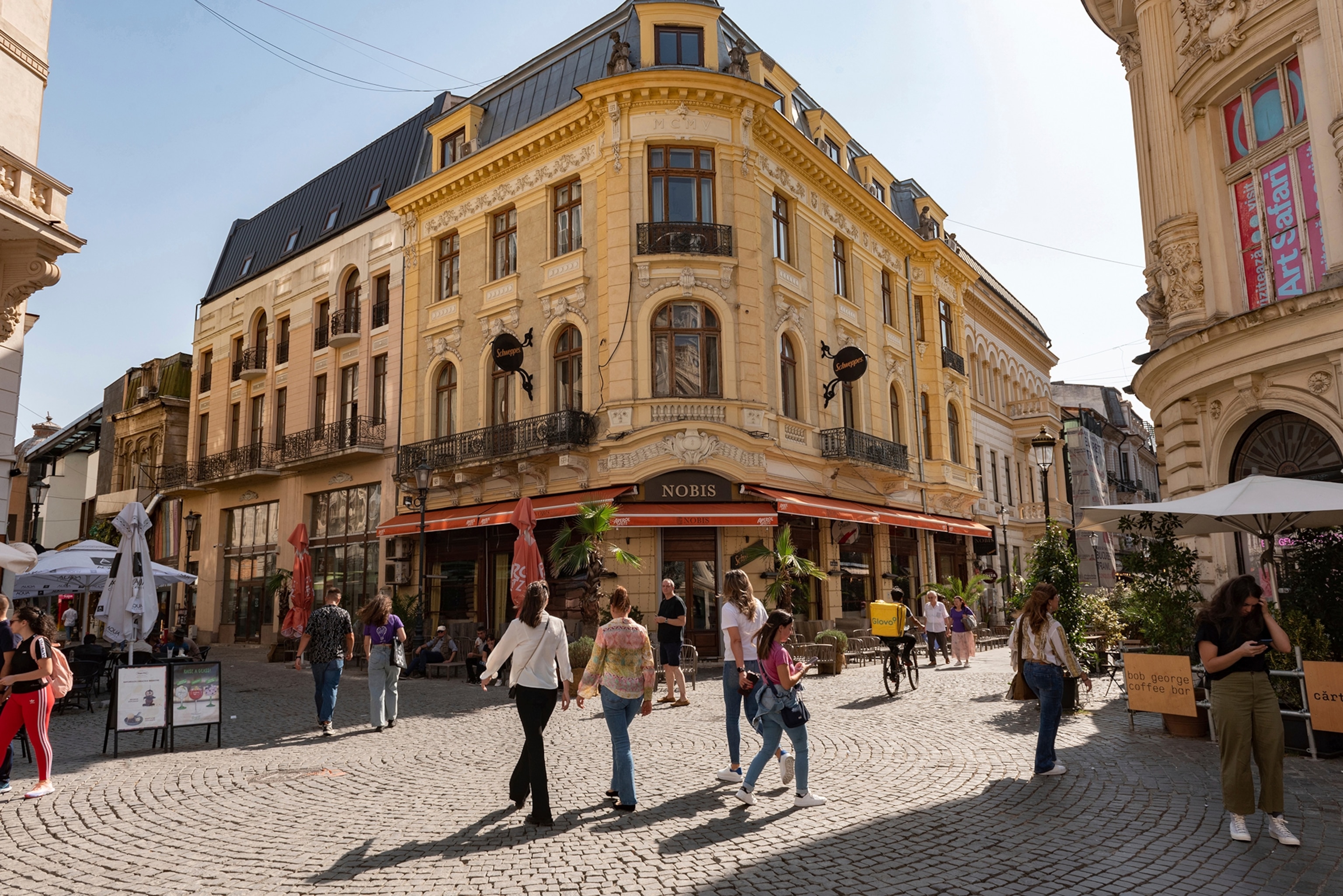 Trendy local Bars, Cafes and Restaurants in the Grand Old Town of the Romanian Capital, Bucharest, Romania.
