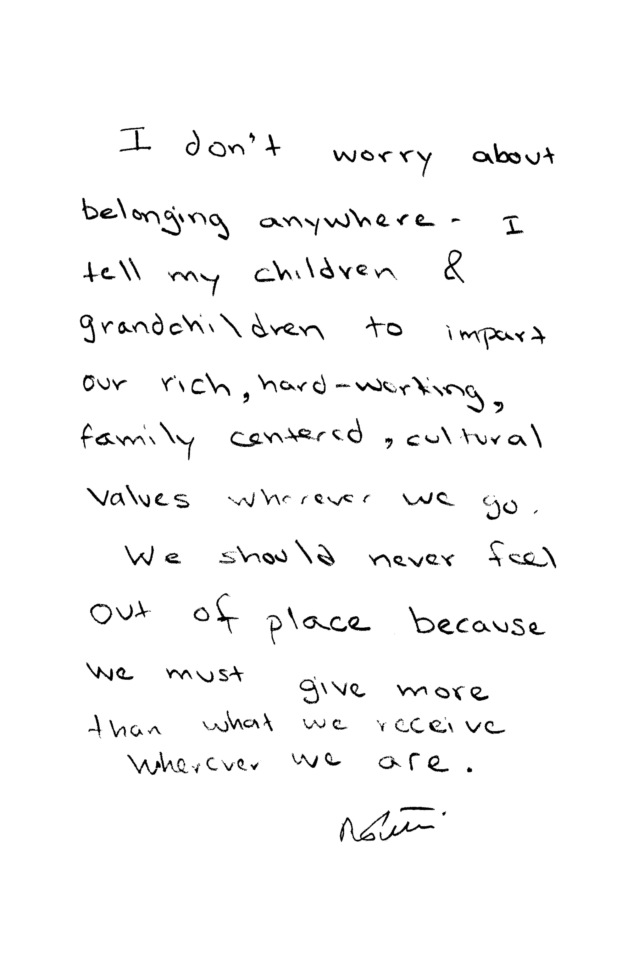 handwritten quote