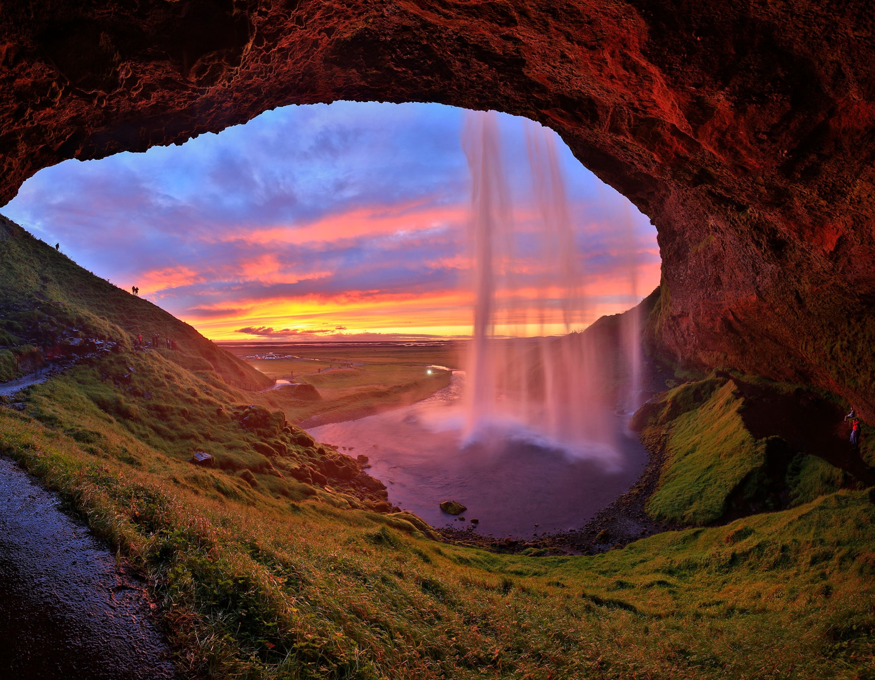 a waterfall in Seljalandsfoss, Iceland