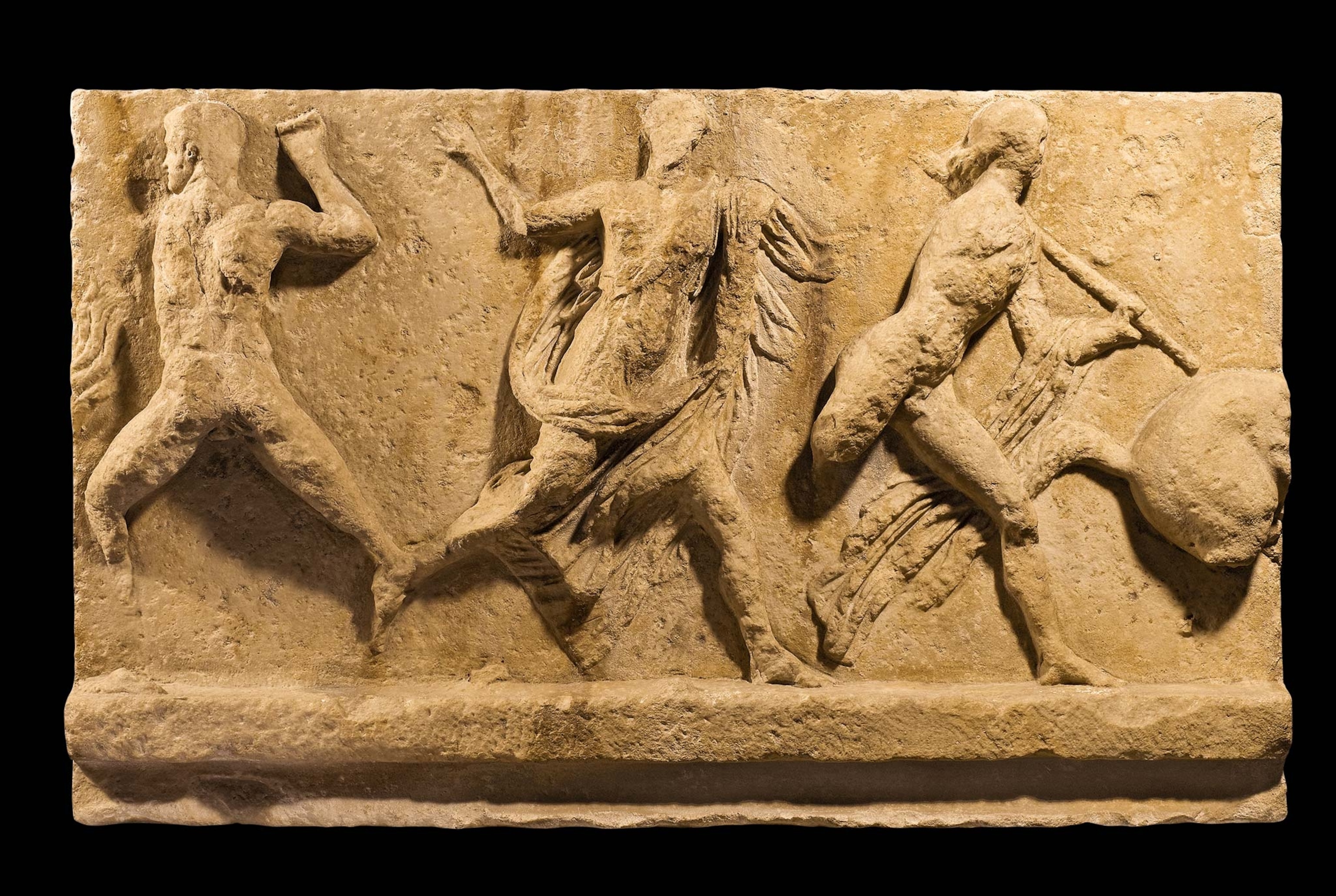 A frieze depicting the Centauromachy, a fight between Centaurs and Lapiths, legendary beings in Greek mythology