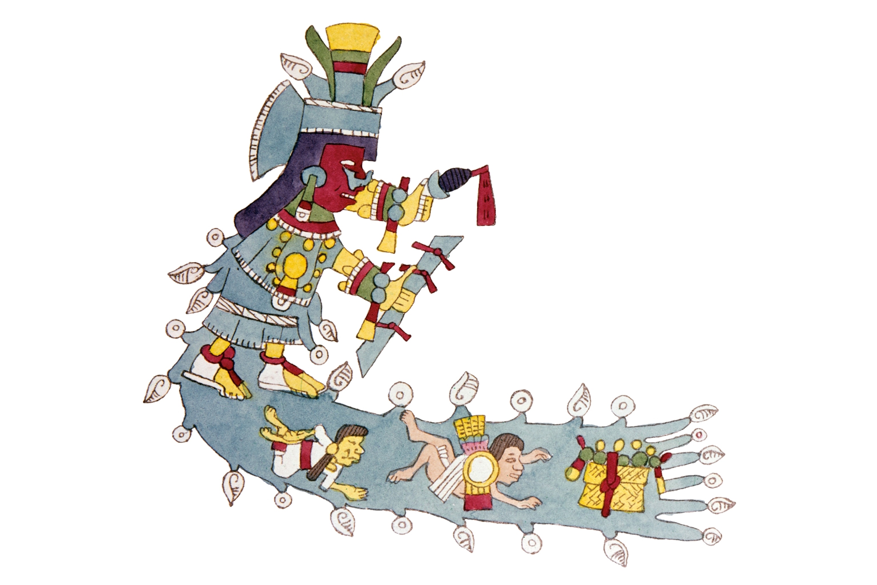 the Aztec goddess Chalchiuhtlicue depicted in the codex Telleriano-Remensis, 1540