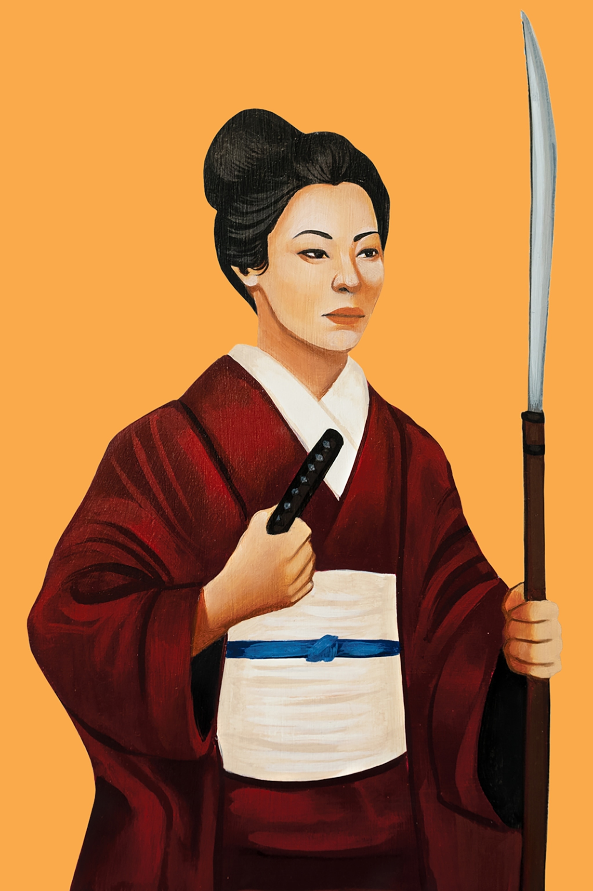 a Samurai woman with sword