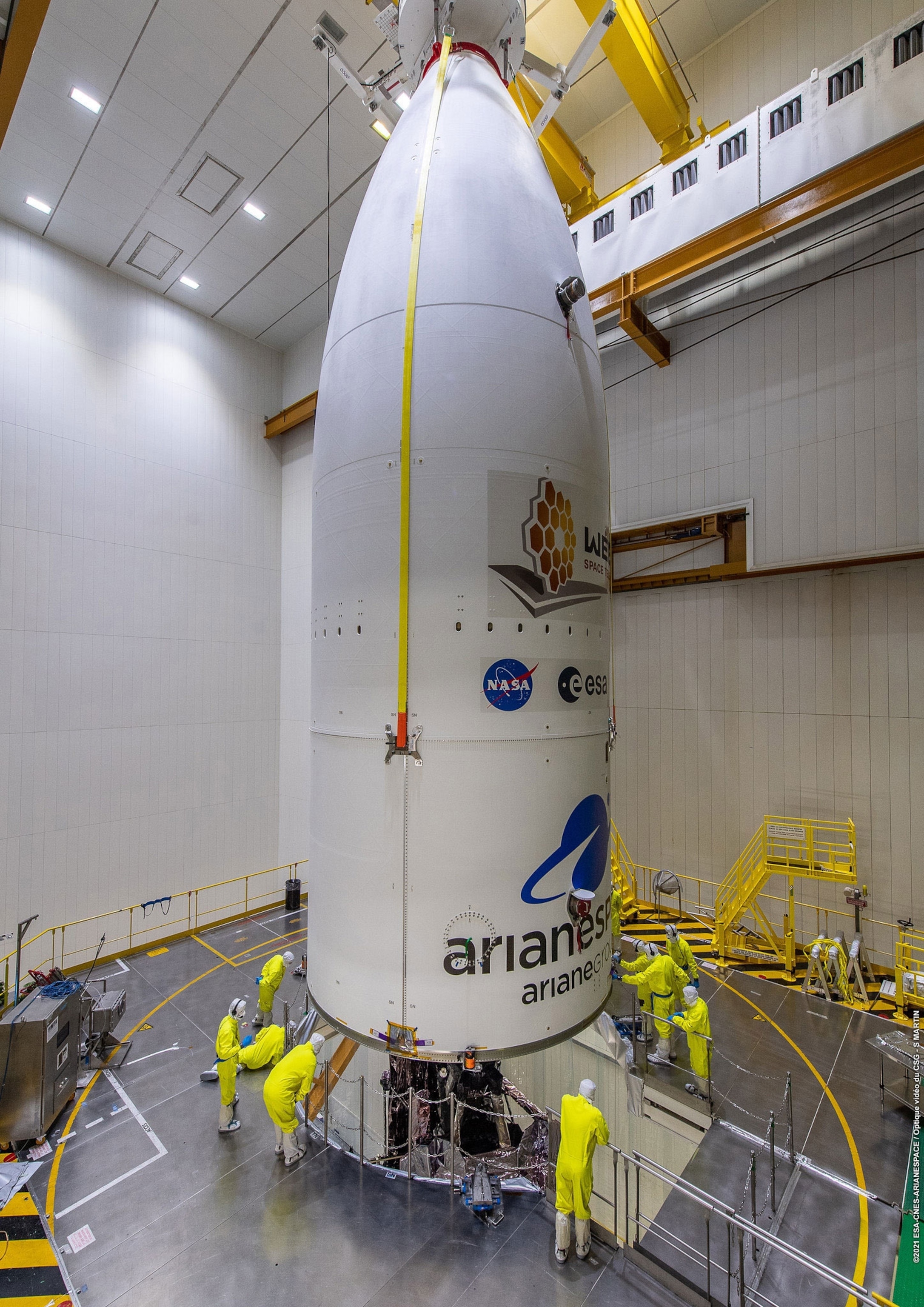 NASA's James Webb Space Telescope is placed atop the Ariane 5 rocket.